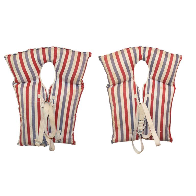 Pair of 1930s Life Vests Jackets in Red White and Blue by Montgomery