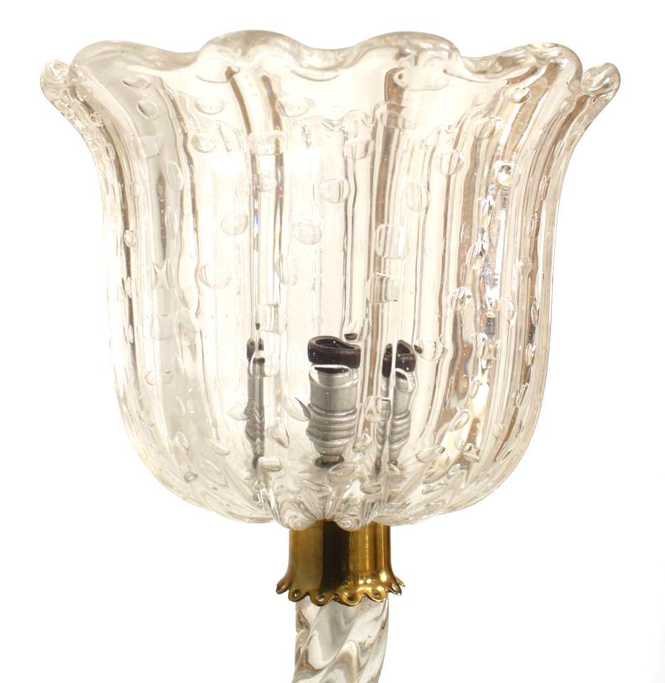 Mid-Century Modern Pair of 1930's Murano Glass Tulip Wall Sconces, by Barovier e Toso
