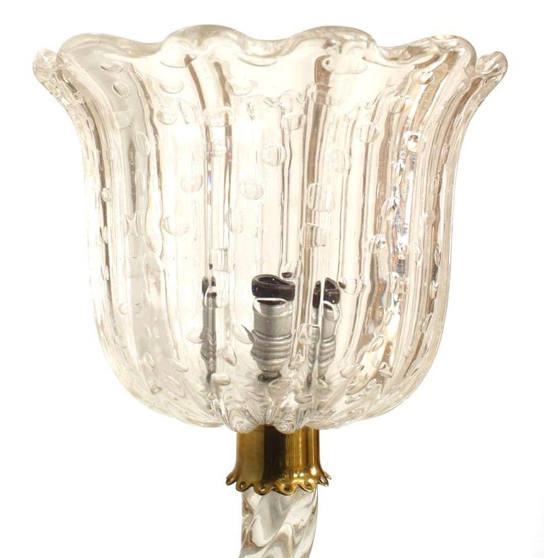Pair of 1930's Murano Glass Tulip Wall Sconces, by Barovier e Toso For