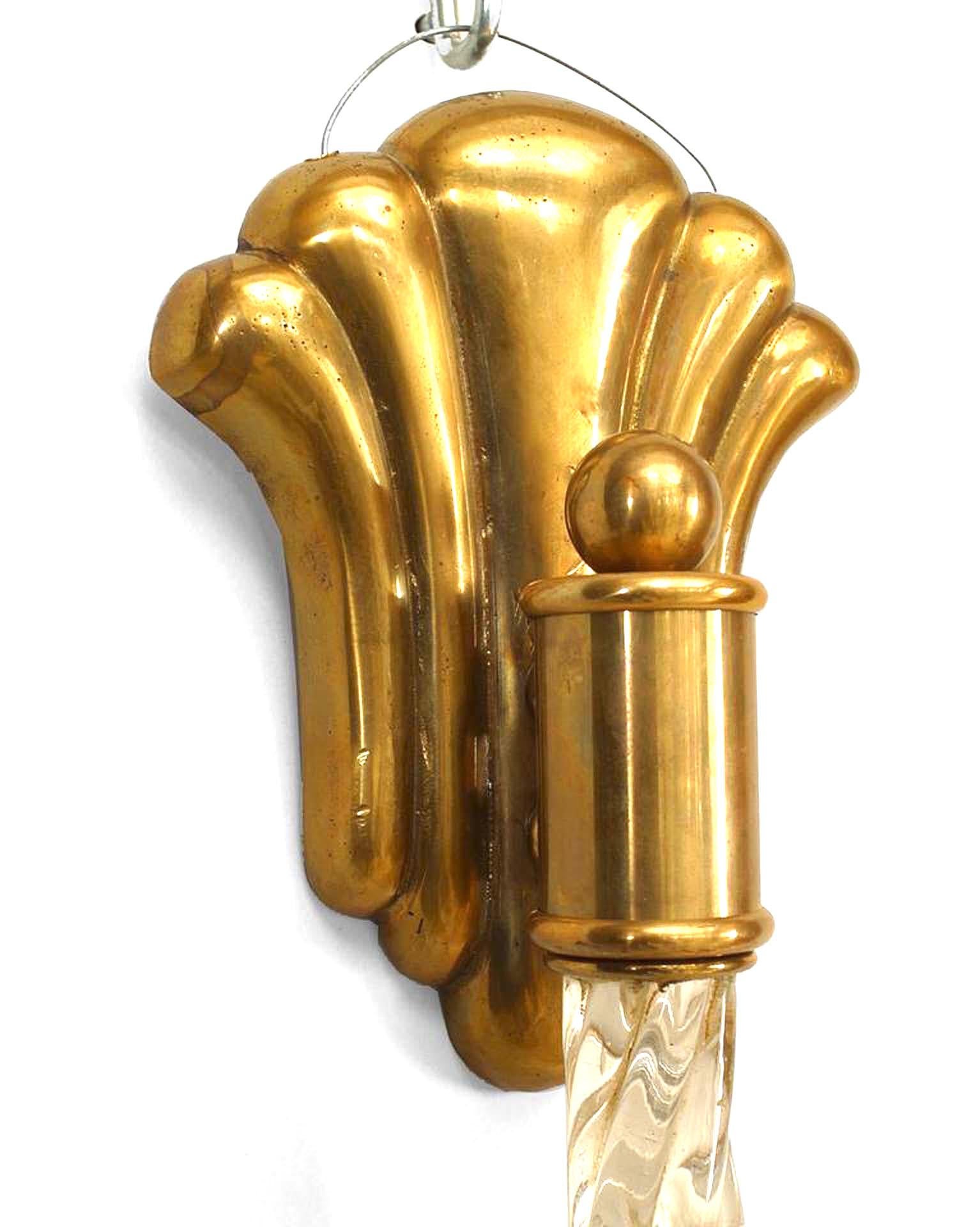 Italian Pair of 1930's Murano Glass Tulip Wall Sconces, by Barovier e Toso