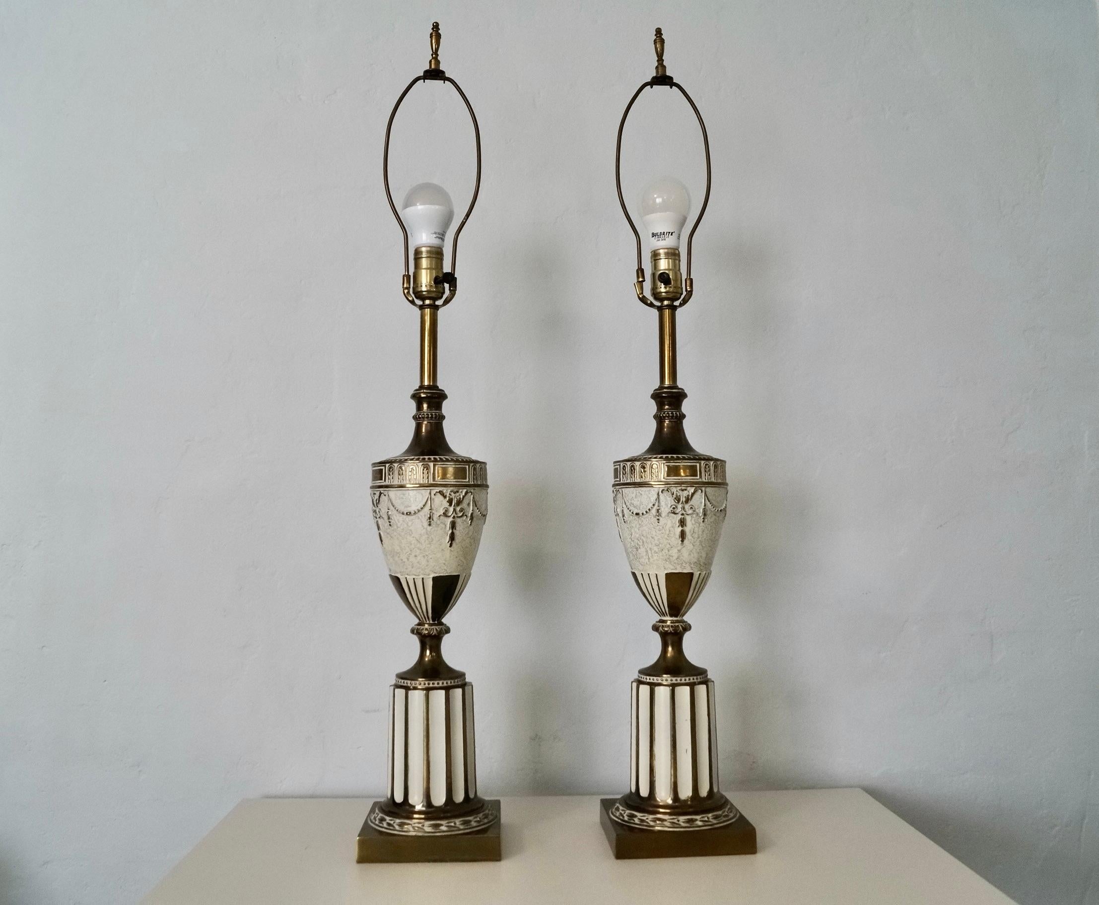Neoclassical Revival Pair of 1930's Neoclassical Ancient Roman Inspired Table Lamps  For Sale