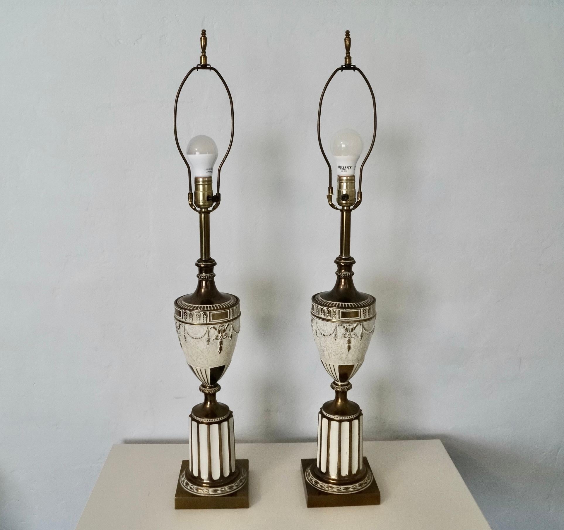 American Pair of 1930's Neoclassical Ancient Roman Inspired Table Lamps  For Sale