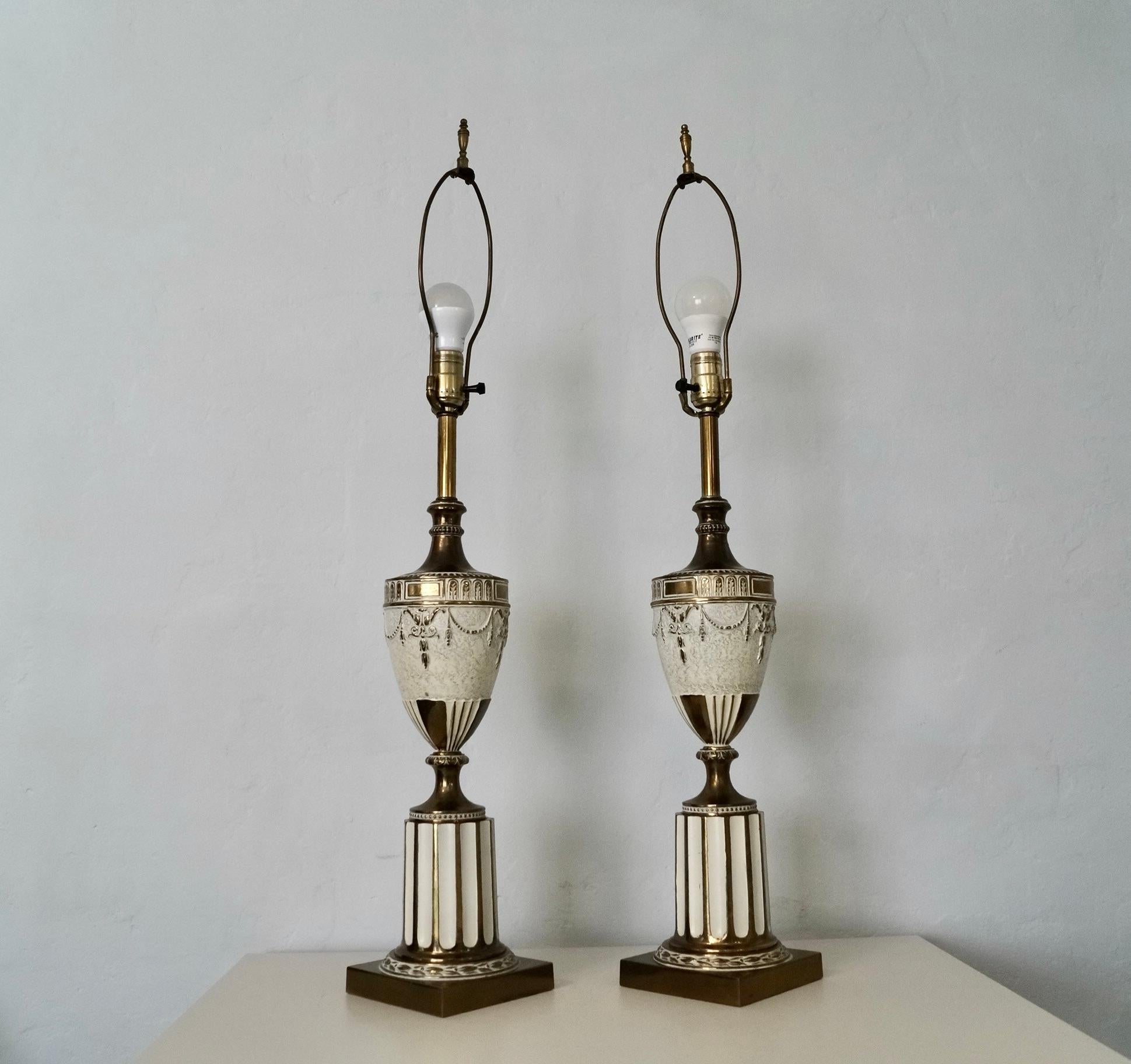 Mid-20th Century Pair of 1930's Neoclassical Ancient Roman Inspired Table Lamps  For Sale