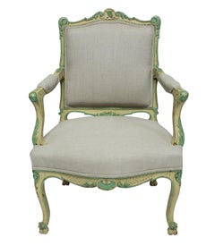 Pair Of 1930's Painted Louis XV Style Armchairs