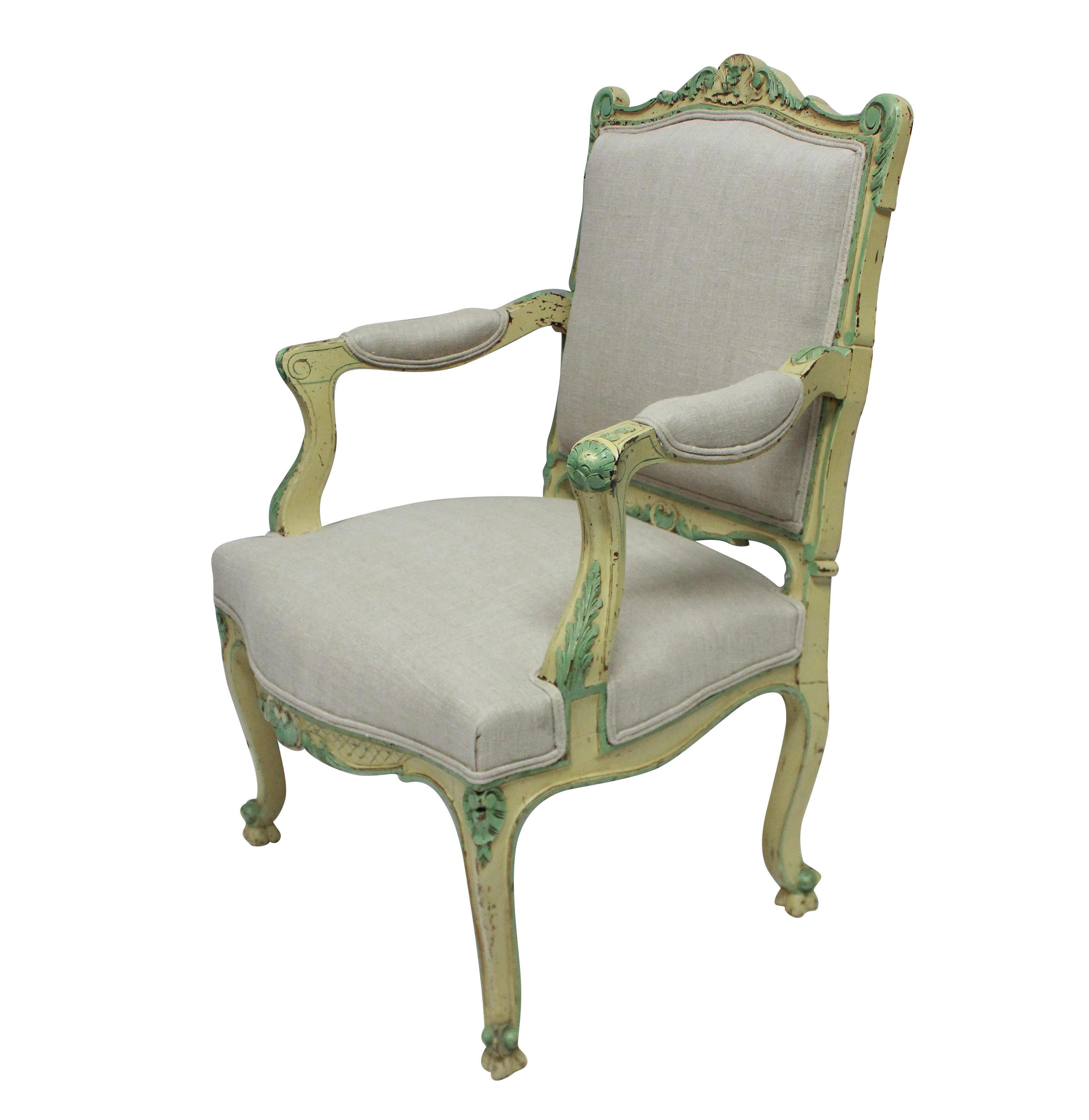 Pair Of 1930's Painted Louis XV Style Armchairs In Good Condition For Sale In London, GB