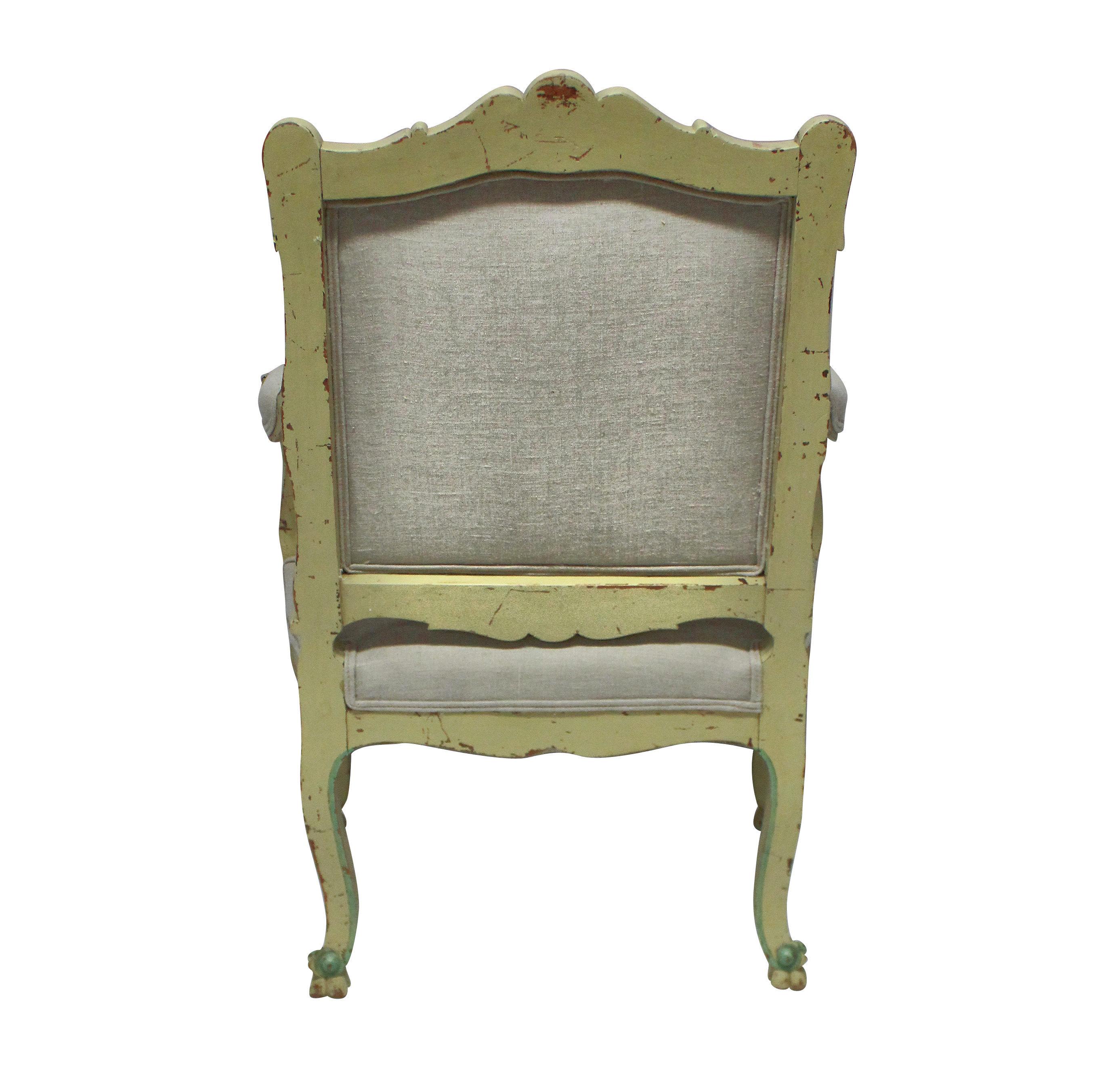 Mid-20th Century Pair Of 1930's Painted Louis XV Style Armchairs For Sale