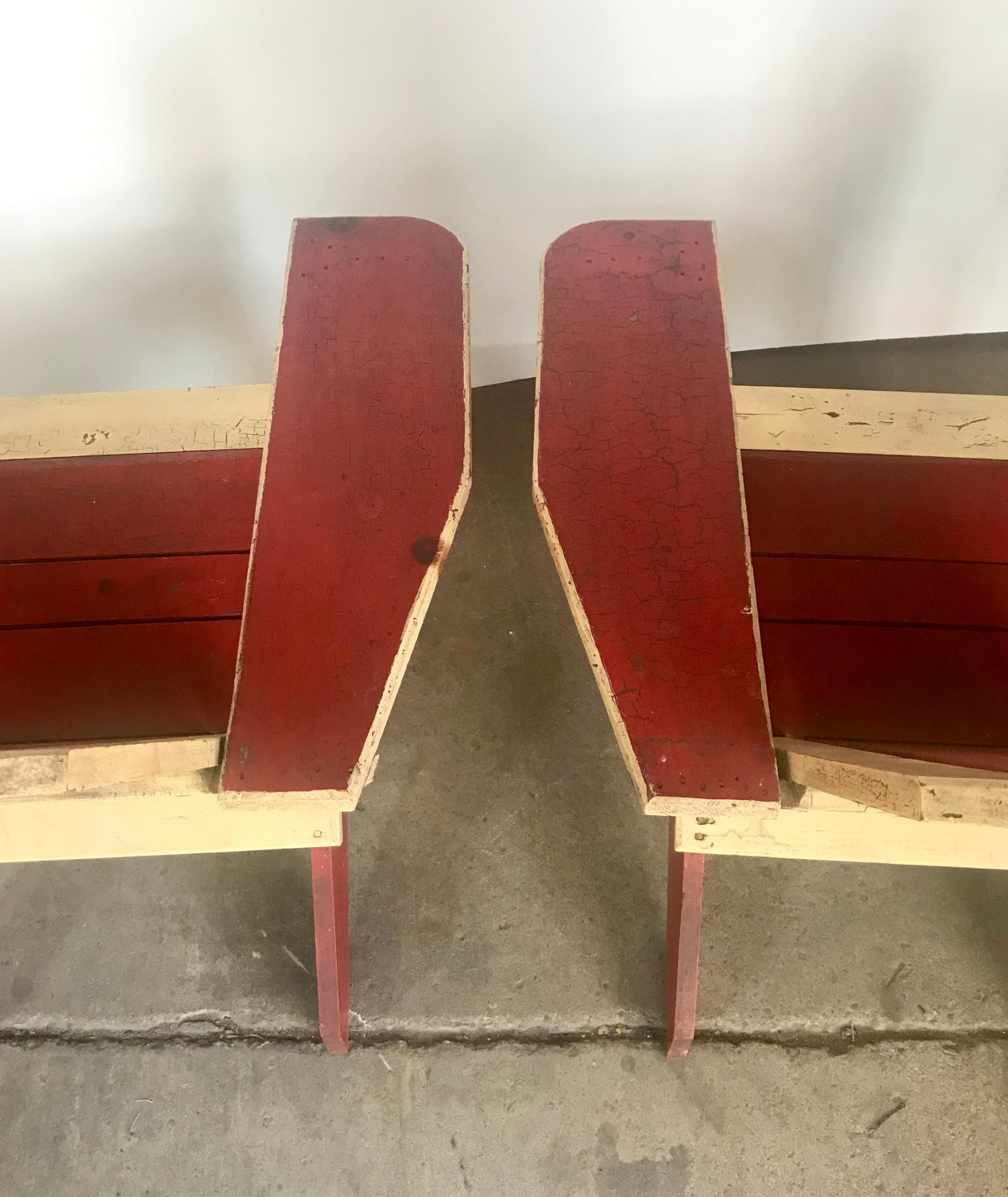 Pair of 1930s Painted Two-Tone Adirondack, Westport Deck Chairs 3