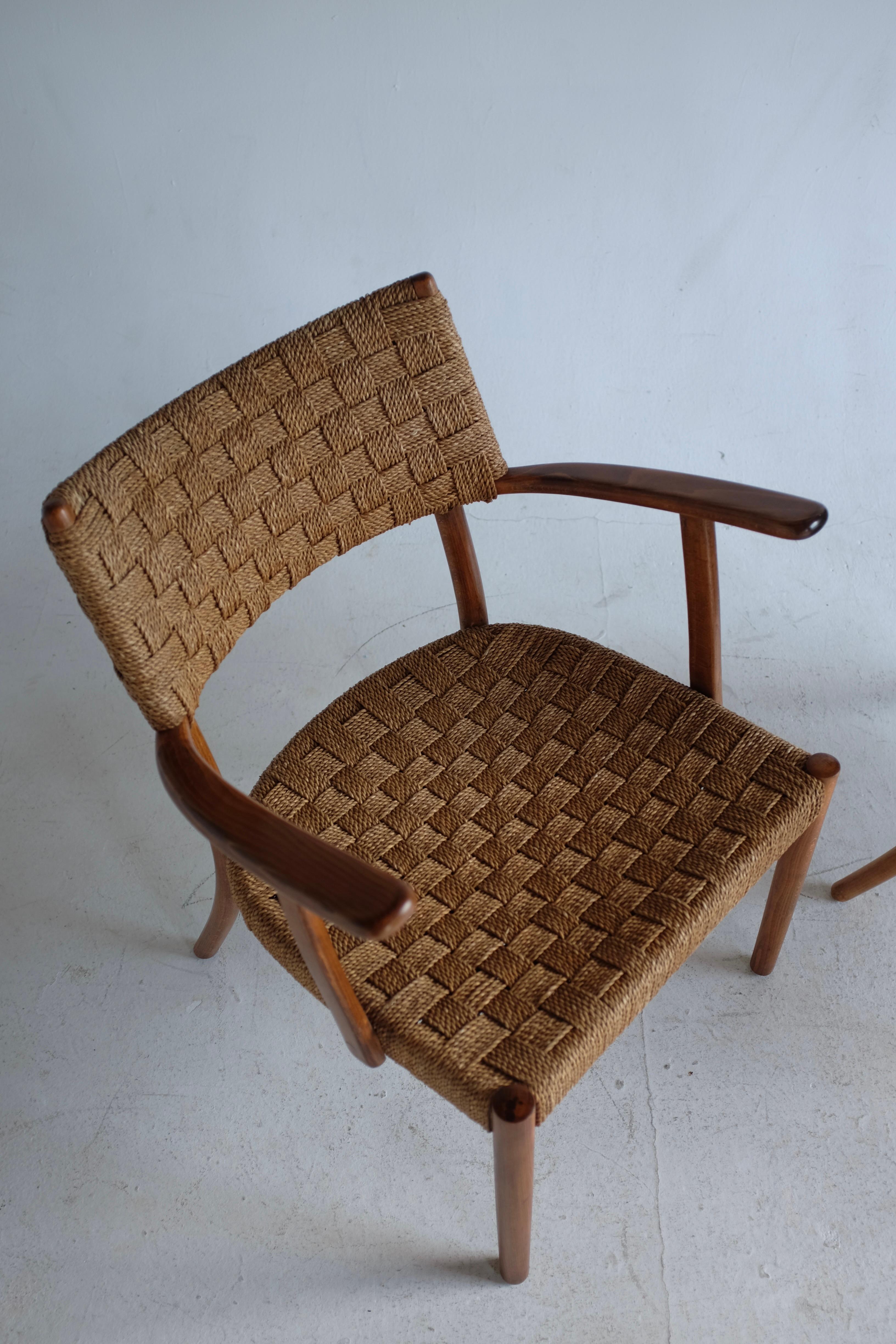 Danois Paire de chaises en corde des années 1930 par Karl Schrøder en vente