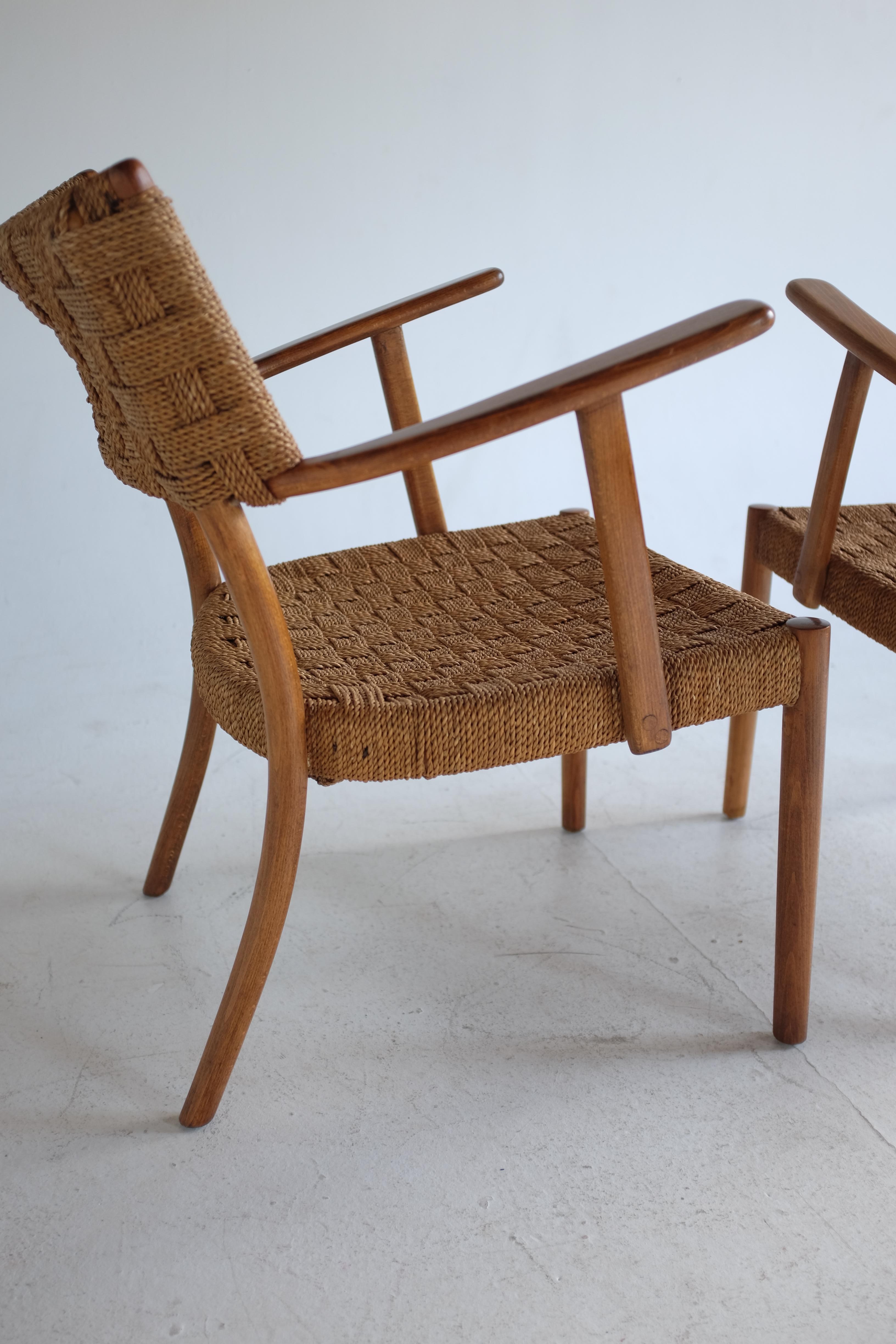 Pair of 1930's Rope chair by Karl Schrøder For Sale 3