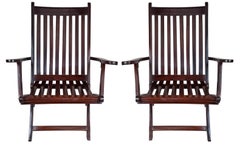 Pair of 1930s Rosewood Deck or Side Chairs, British