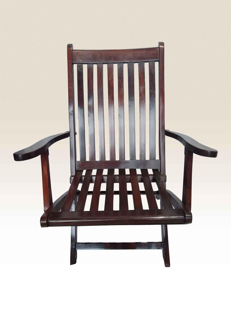 Pair of 1930s Rosewood Steamer Chairs, British For Sale at 1stDibs