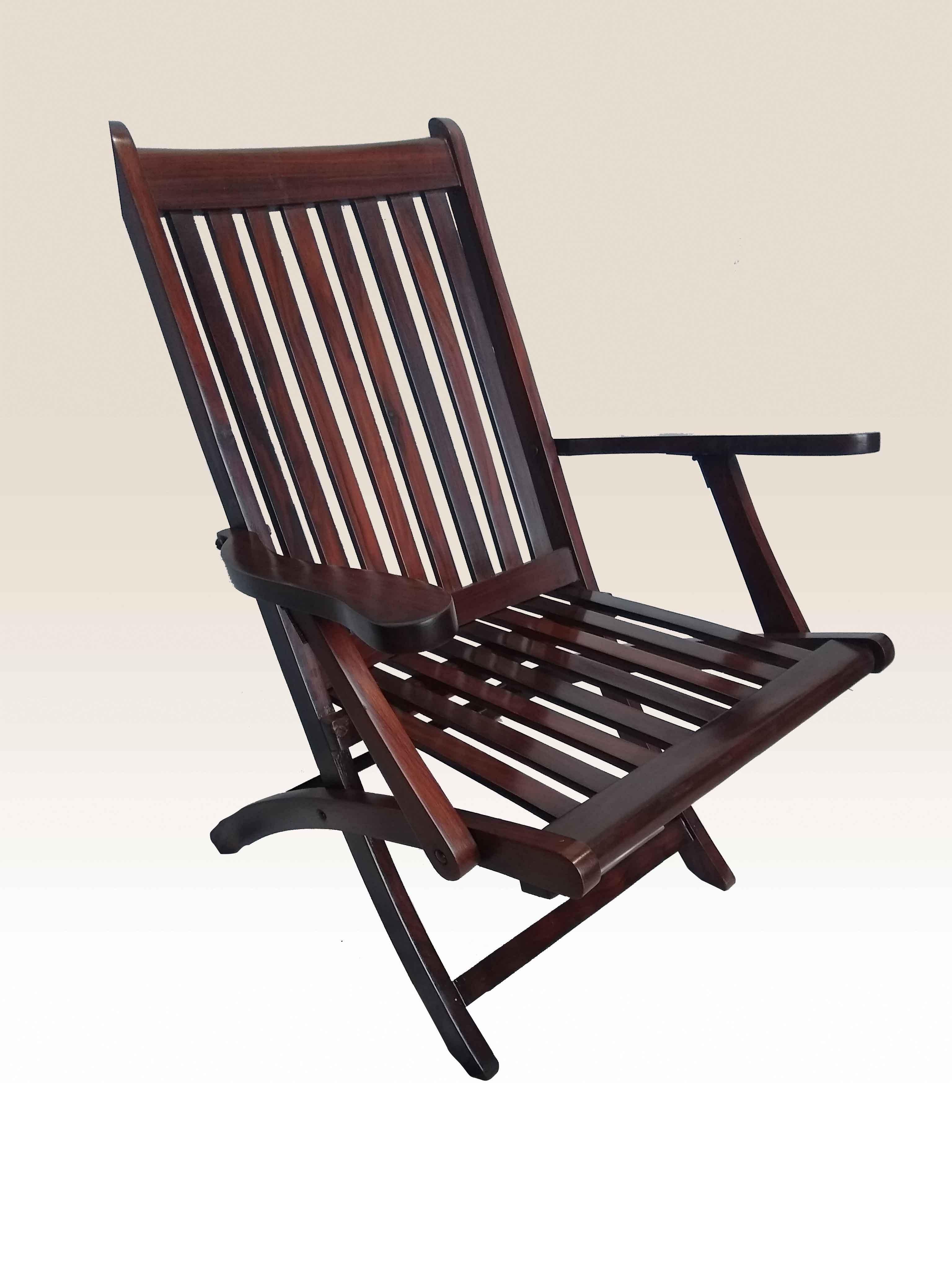 Pair of 1930s Rosewood Deck or Side Chairs, British In Good Condition In Nantucket, MA