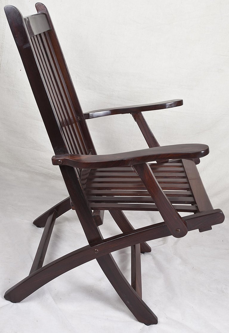 Pair of 1930s Rosewood Steamer Chairs, British For Sale at 1stDibs