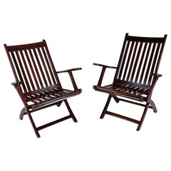 Pair of 1930s Rosewood Deck or Side Chairs, British