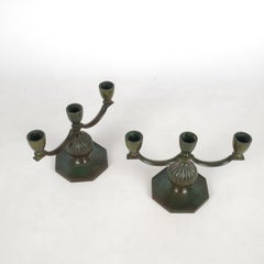 Pair of Swedish Bronze Candelabras by GAB - 1930's