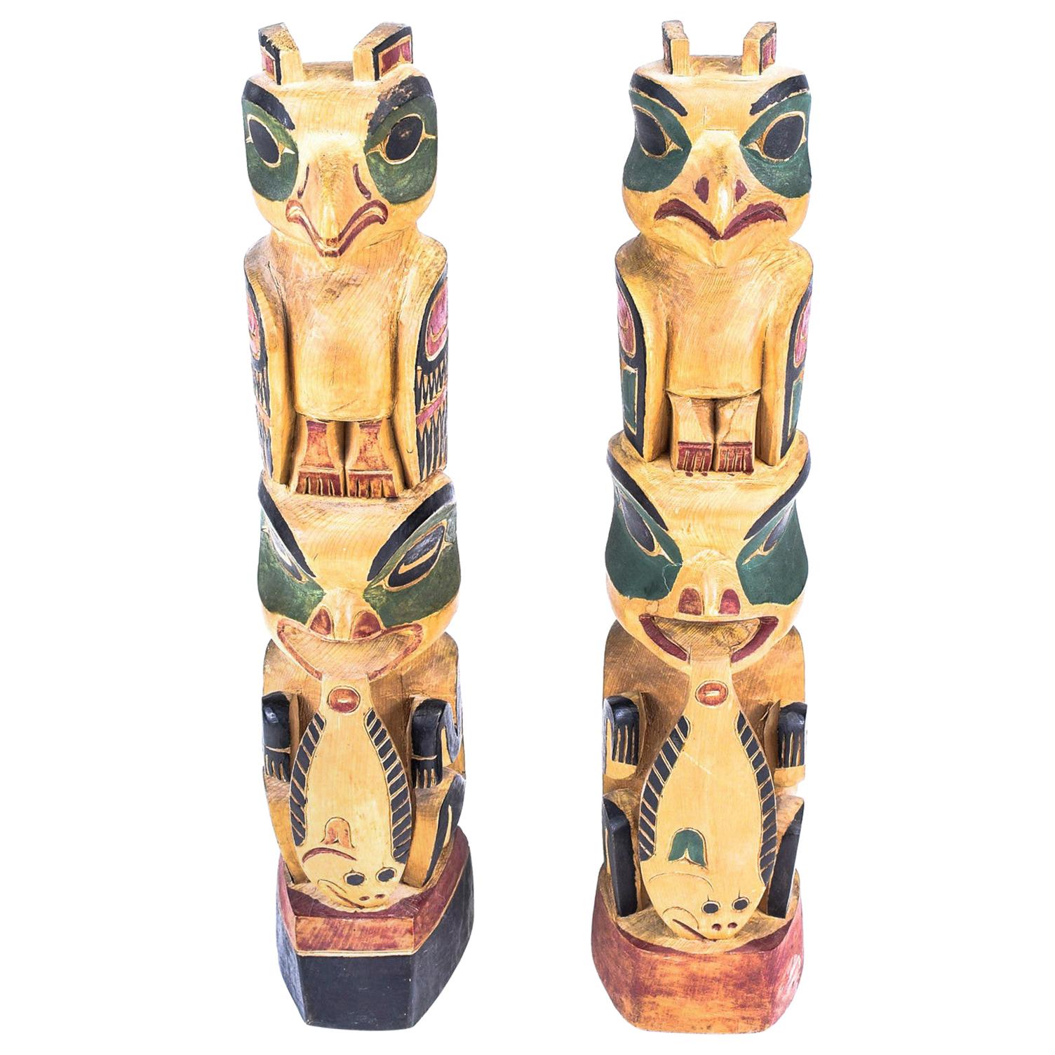 Pair of 1930s Tlingit Totems For Sale