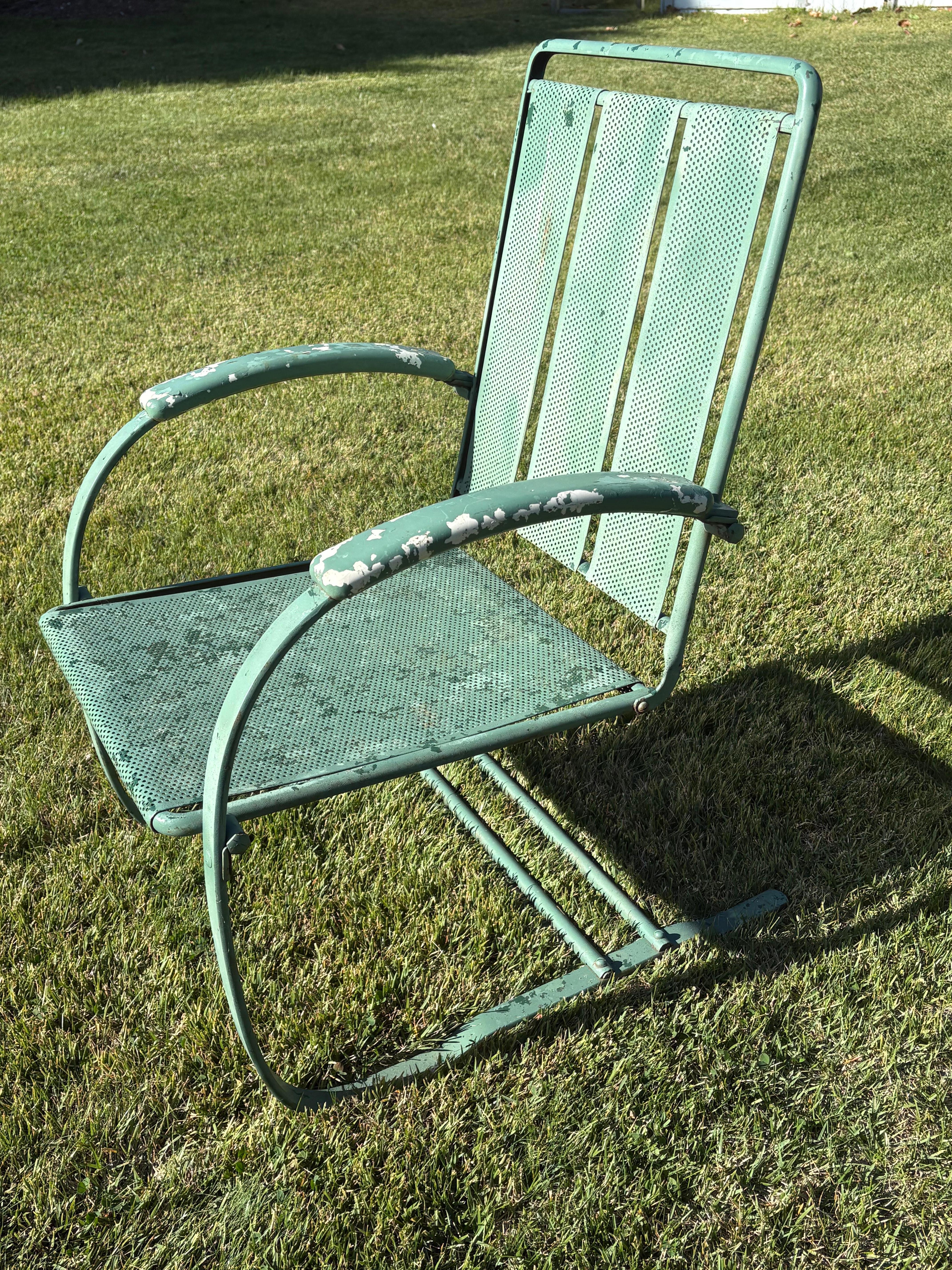 Coppia di sedie da giardino in metallo a molla Howell Company degli anni '30, modello PS575 in vendita 10