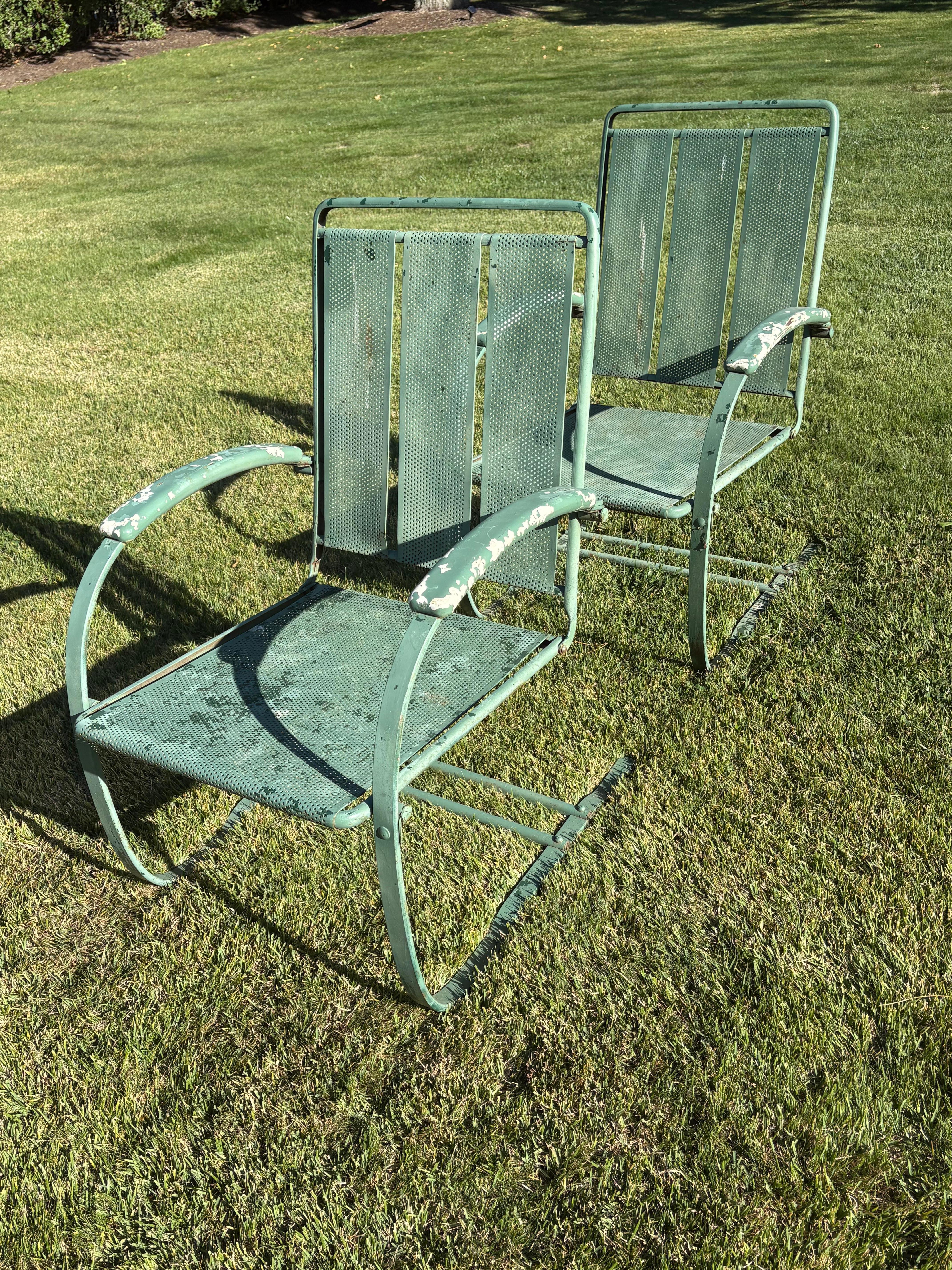 Coppia di sedie da giardino in metallo a molla Howell Company degli anni '30, modello PS575 in vendita 13