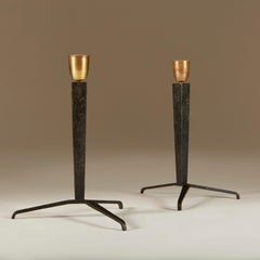 Pair of 1940 Iron Tripod Table Lamps by Jean-Michel Frank