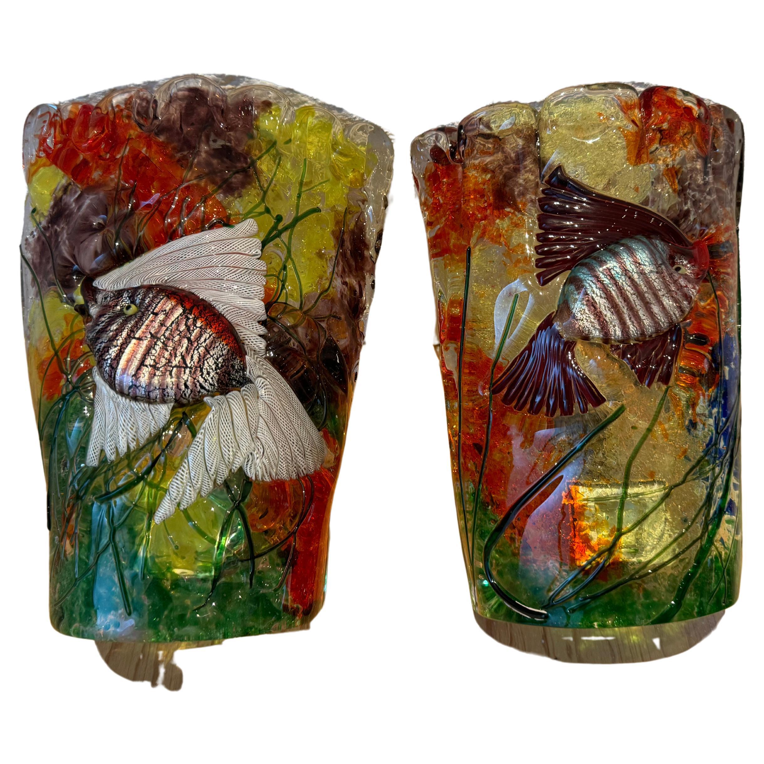 Pair of 1940s "Acquarium" Murano Sconces by Alfredo Barbini for Cenedese