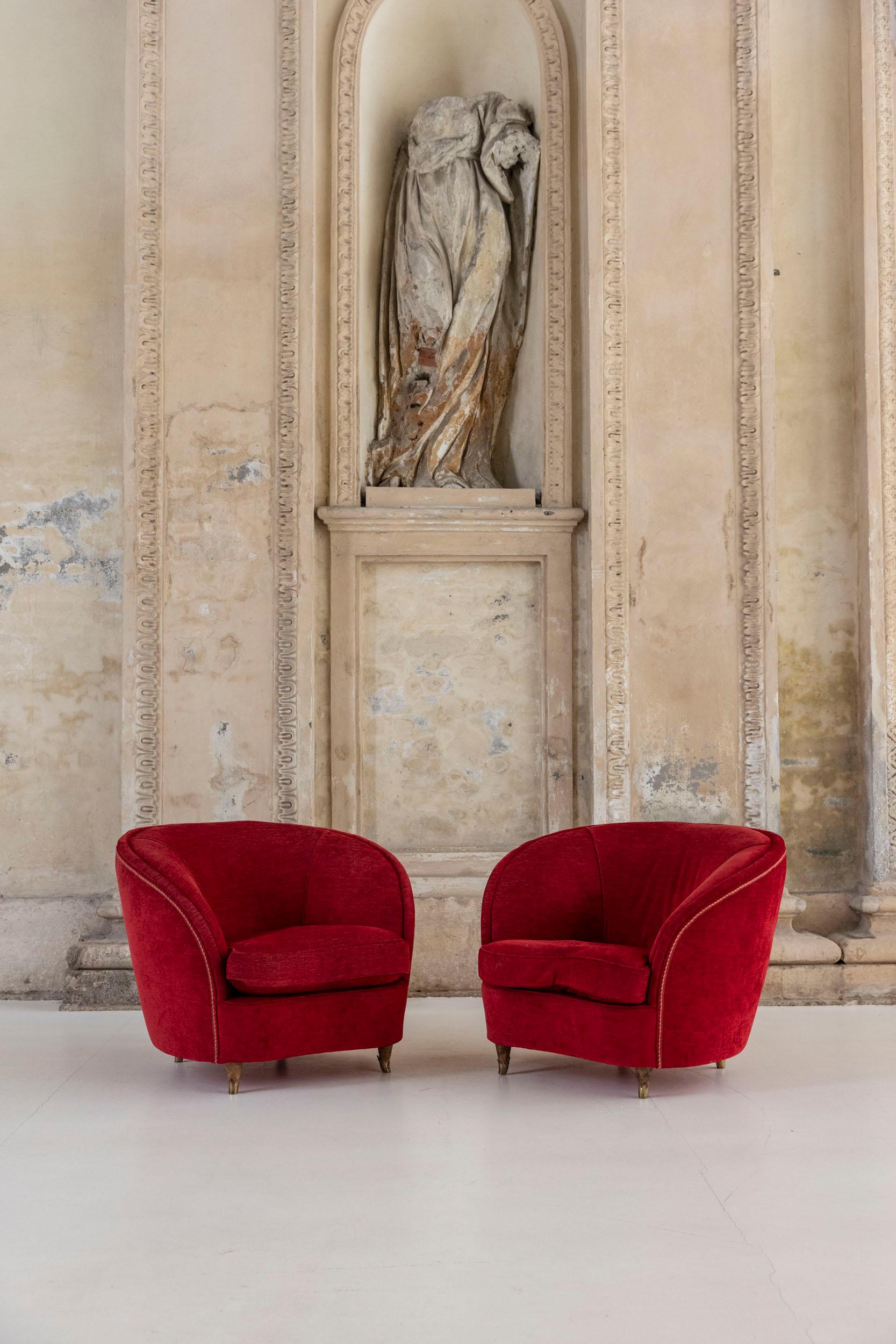 Mid-Century Modern Paire de fauteuils des années 1940 attribués à Gio Ponti, Italie années 1950 en vente