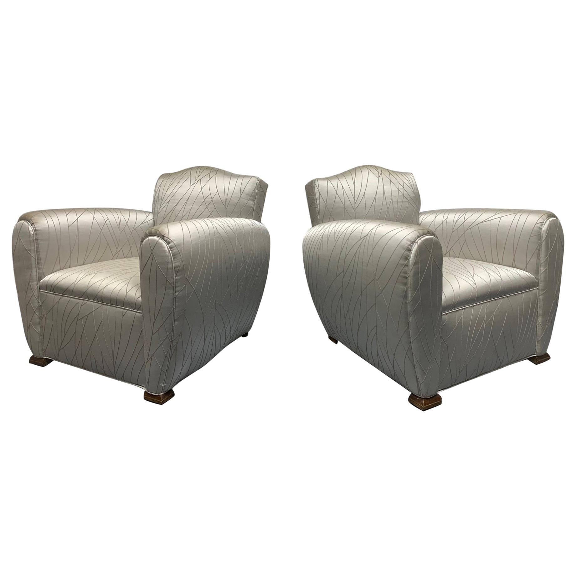 Pair of 1940s Art Deco Club Chairs