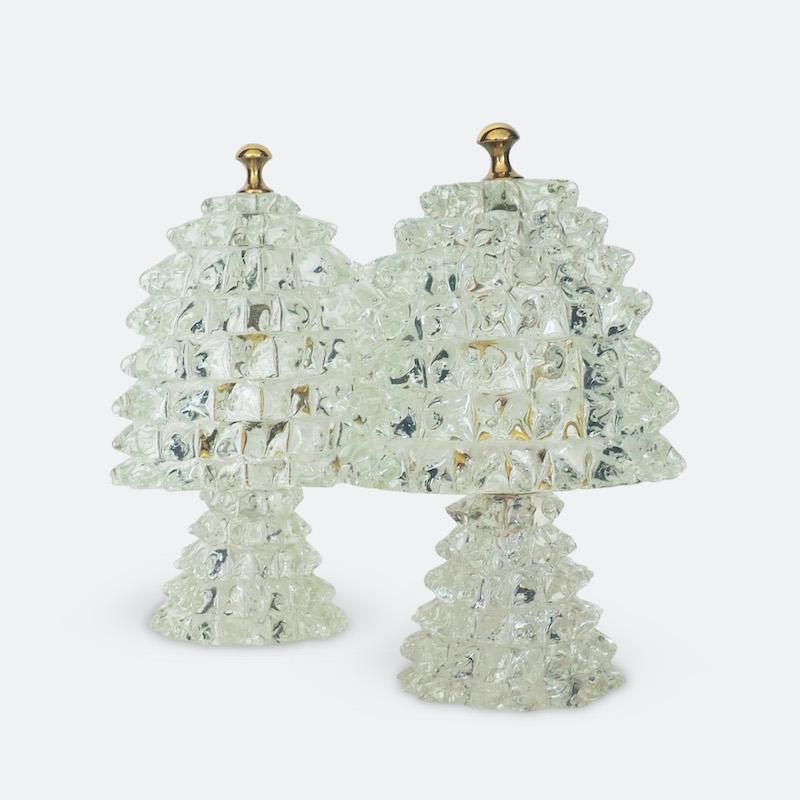 Mid-Century Modern Pair of 1940s Barovier and Toso Lamps