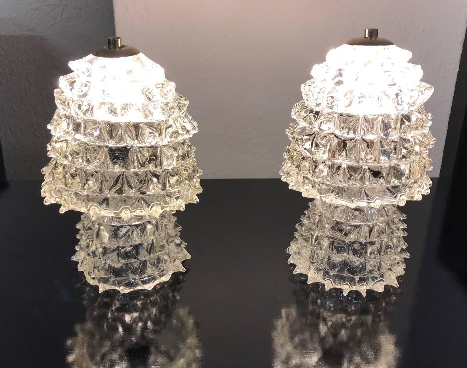 Mid-20th Century Pair of 1940s Barovier and Toso Lamps