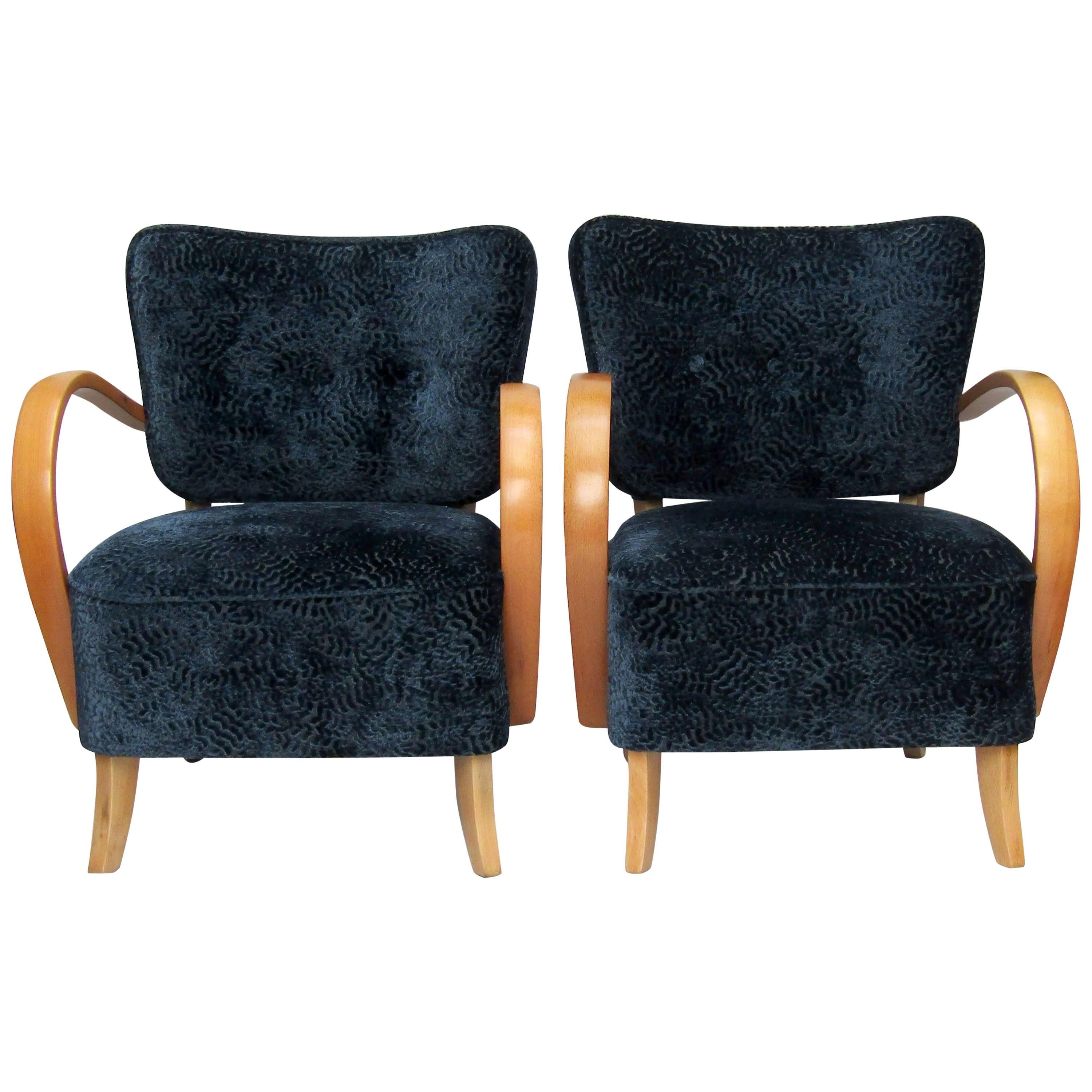 Pair of 1940s Bentwood Armchairs by Jindrich Halabala For Sale