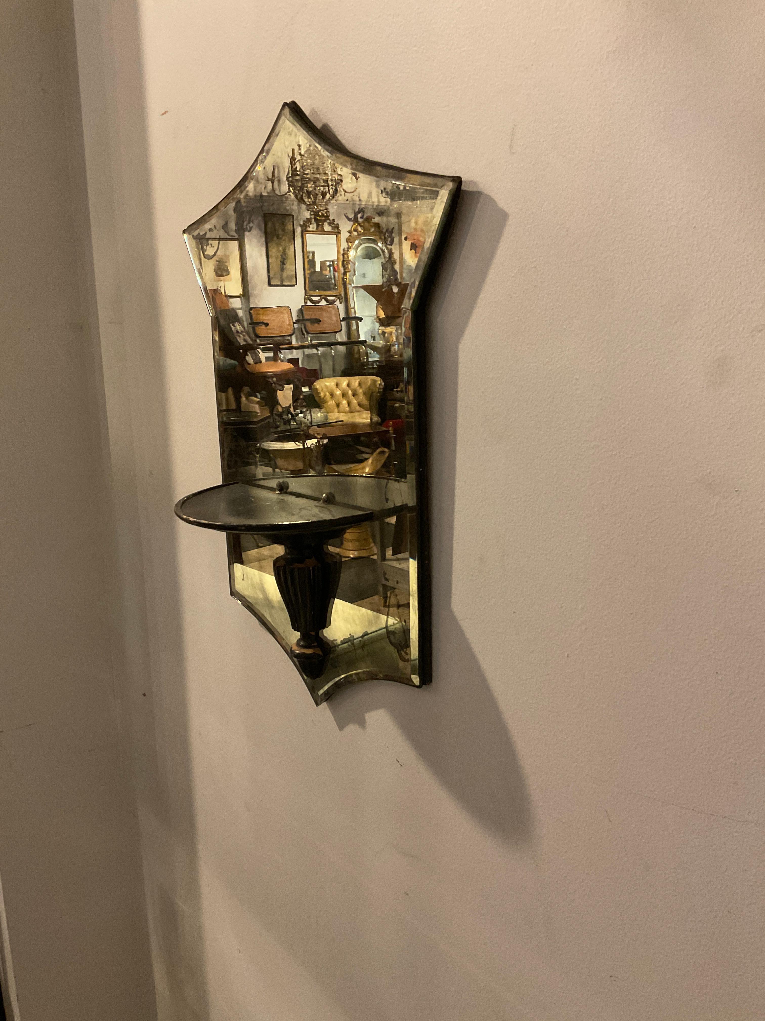 Pair Of 1940s  Beveled Mirrored Wall Shelves For Sale 4
