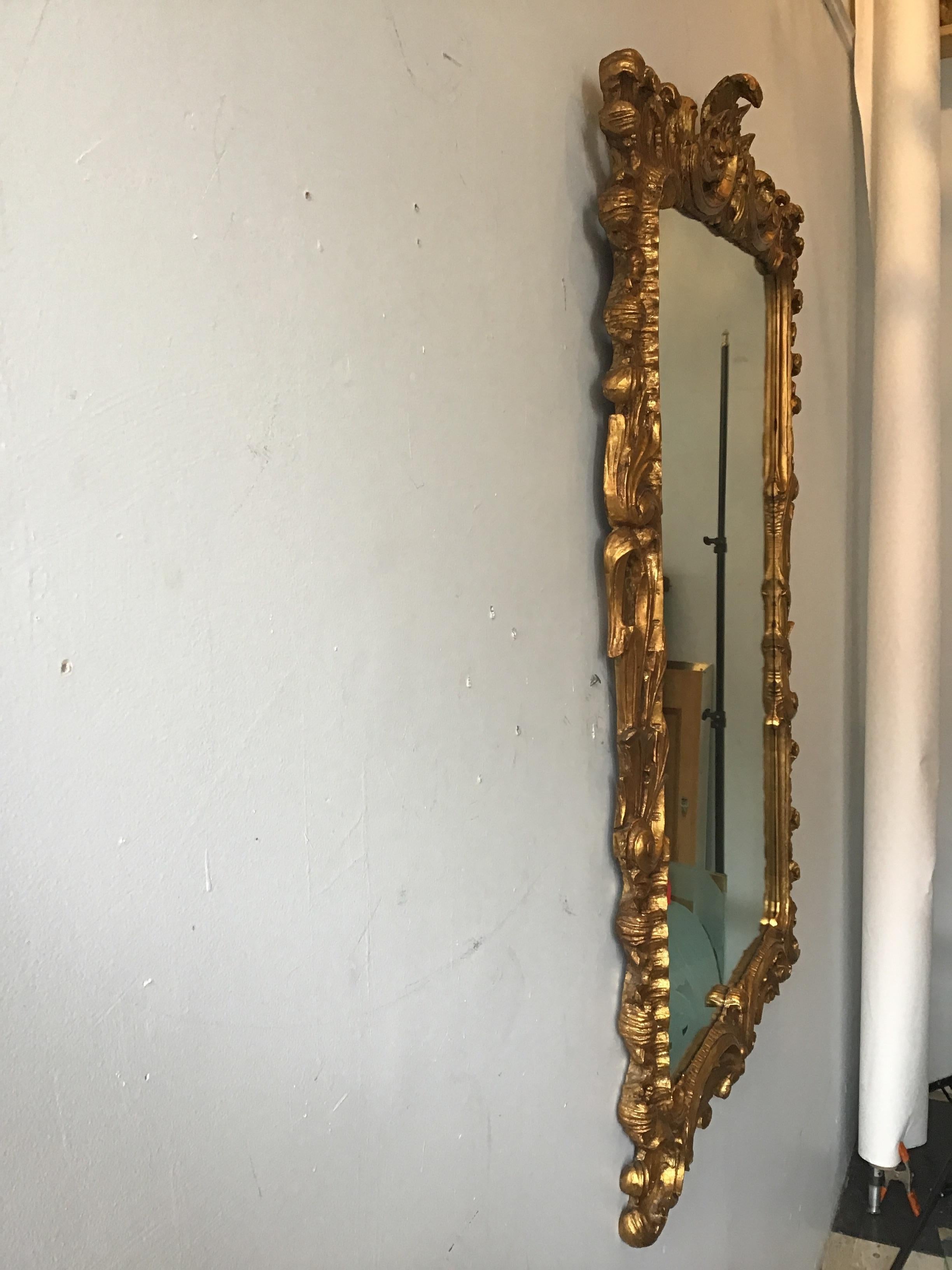 Pair of 1940s Carved Wood Gilt Mirrors 1