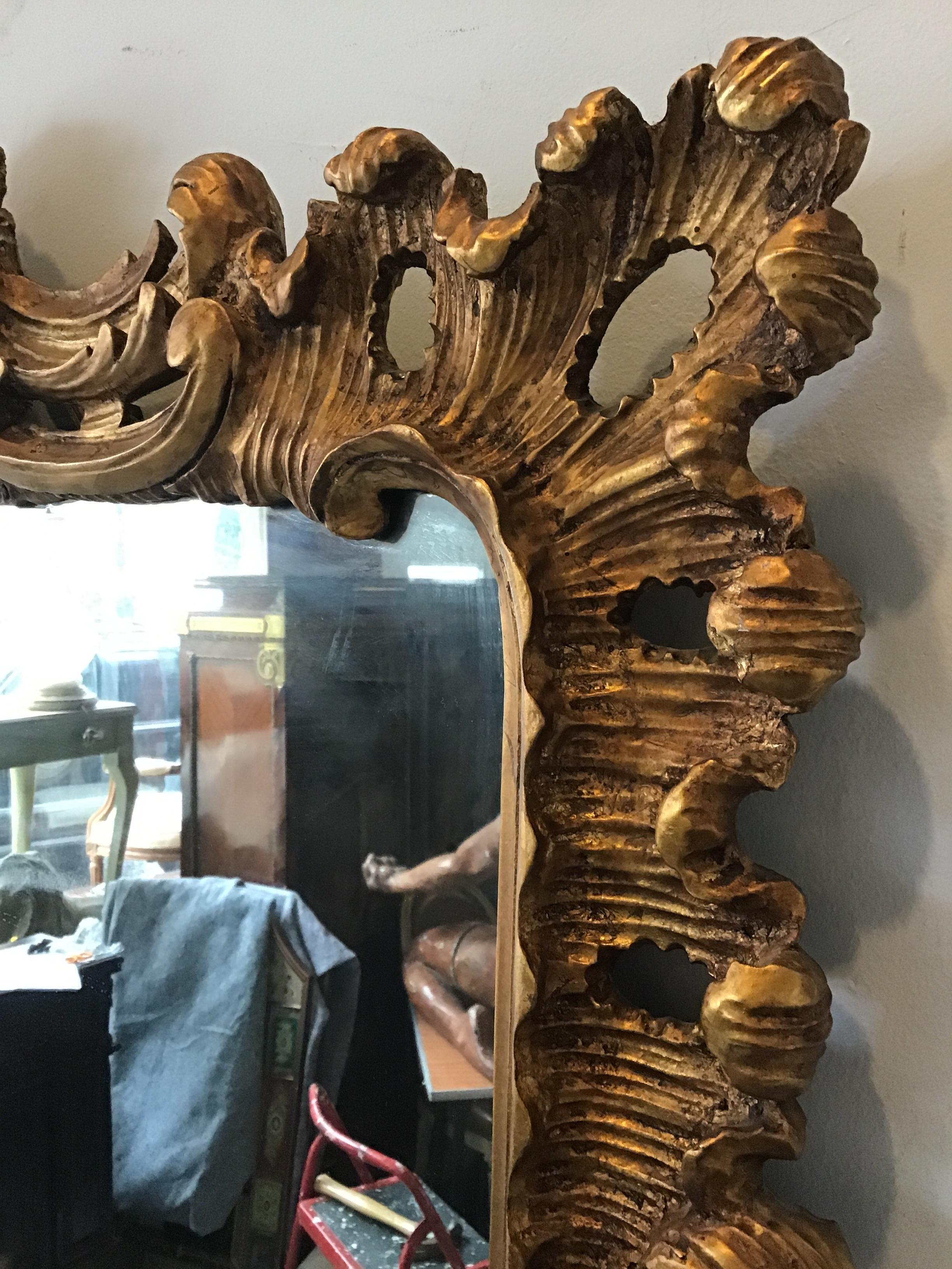 Pair of 1940s Carved Wood Gilt Mirrors 2