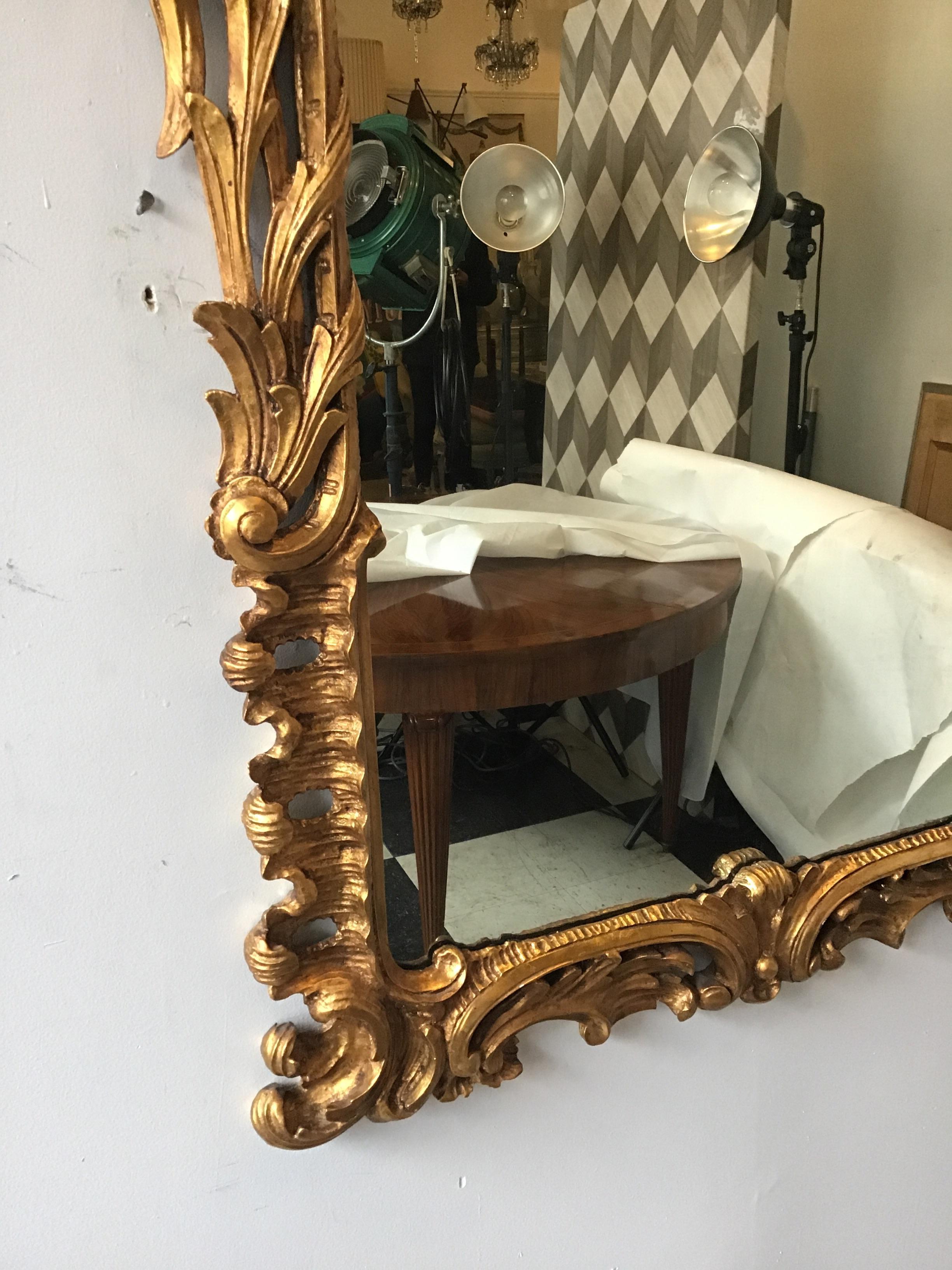 Pair of 1940s Carved Wood Gilt Mirrors 3