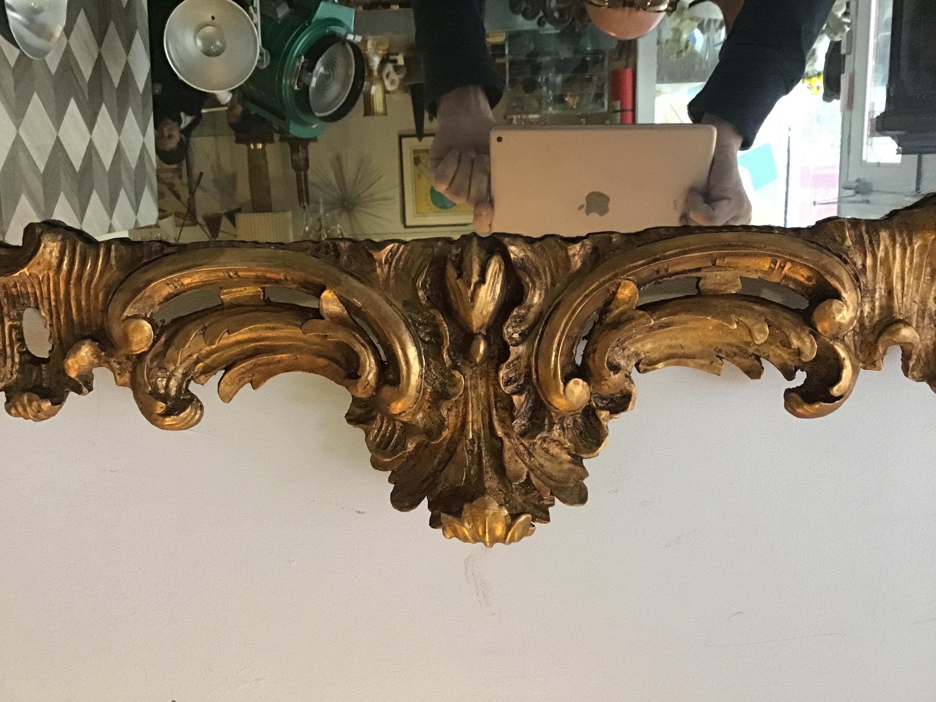 Pair of 1940s Carved Wood Gilt Mirrors 5