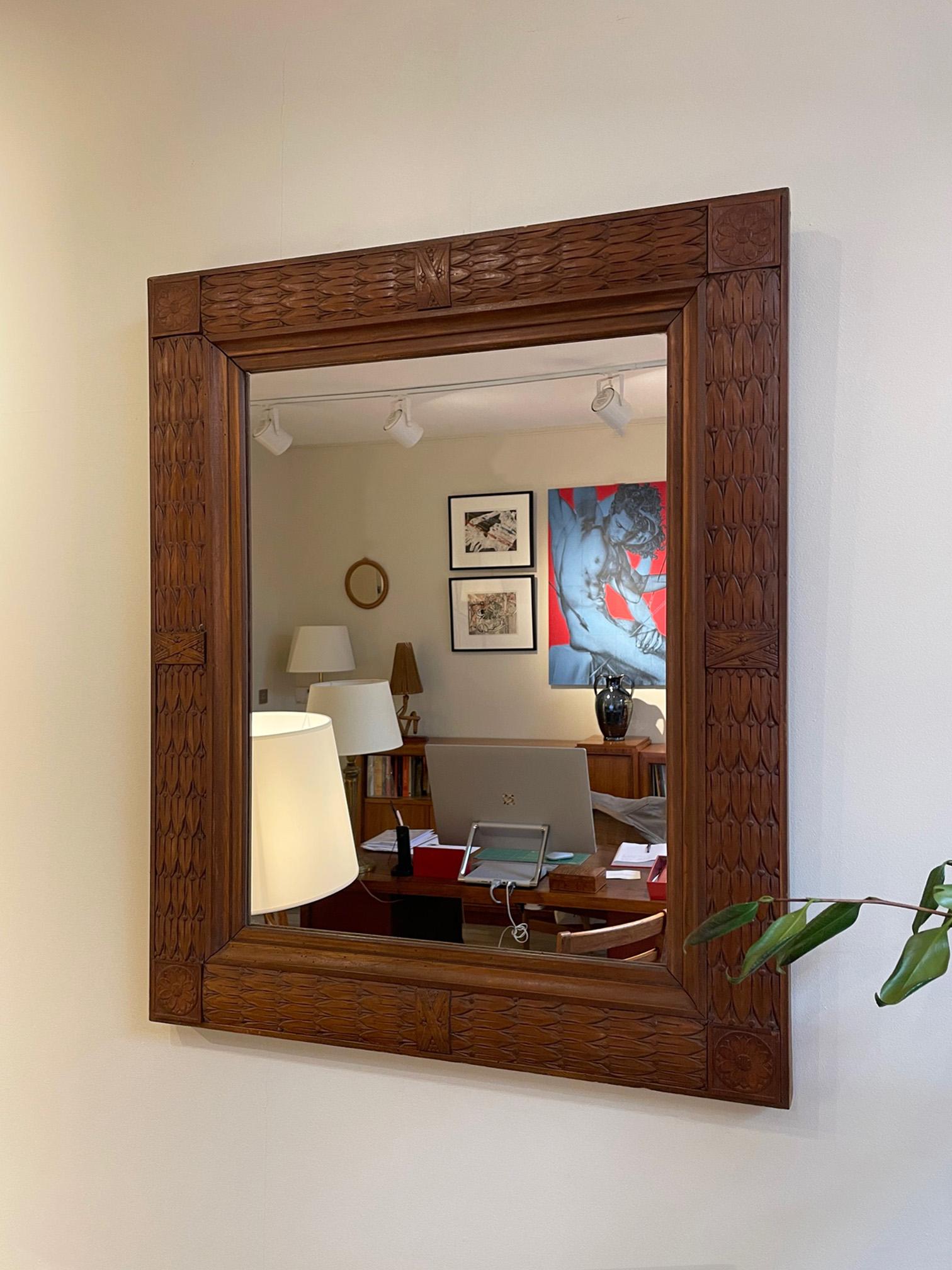 20th Century Pair of 1940s Carved Wood Mirrors