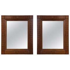 Antique Pair of 1940s Carved Wood Mirrors