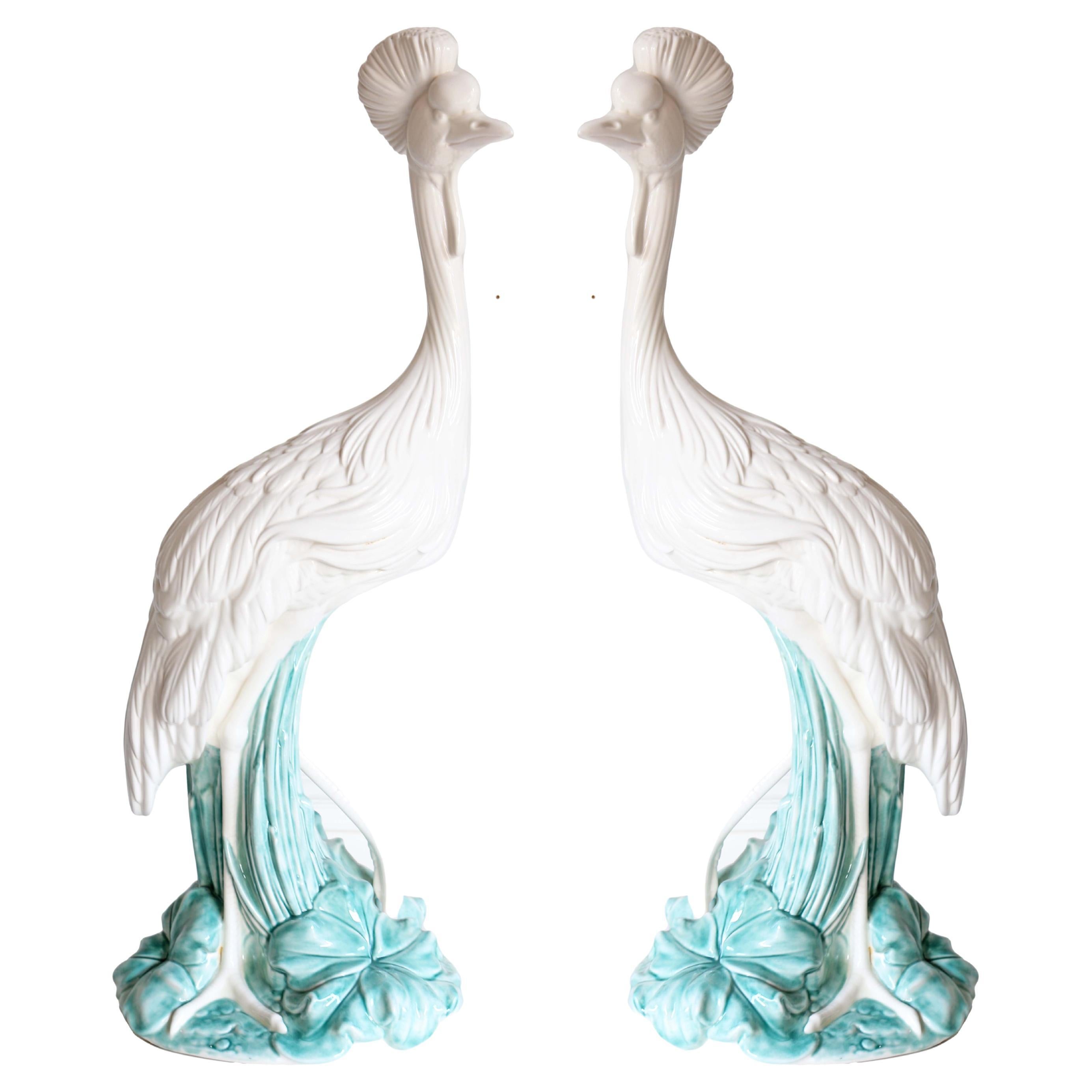 Pair of 1940s Celadon Herons