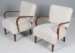 Pair of 1940s Chairs in lambskin, Denmark