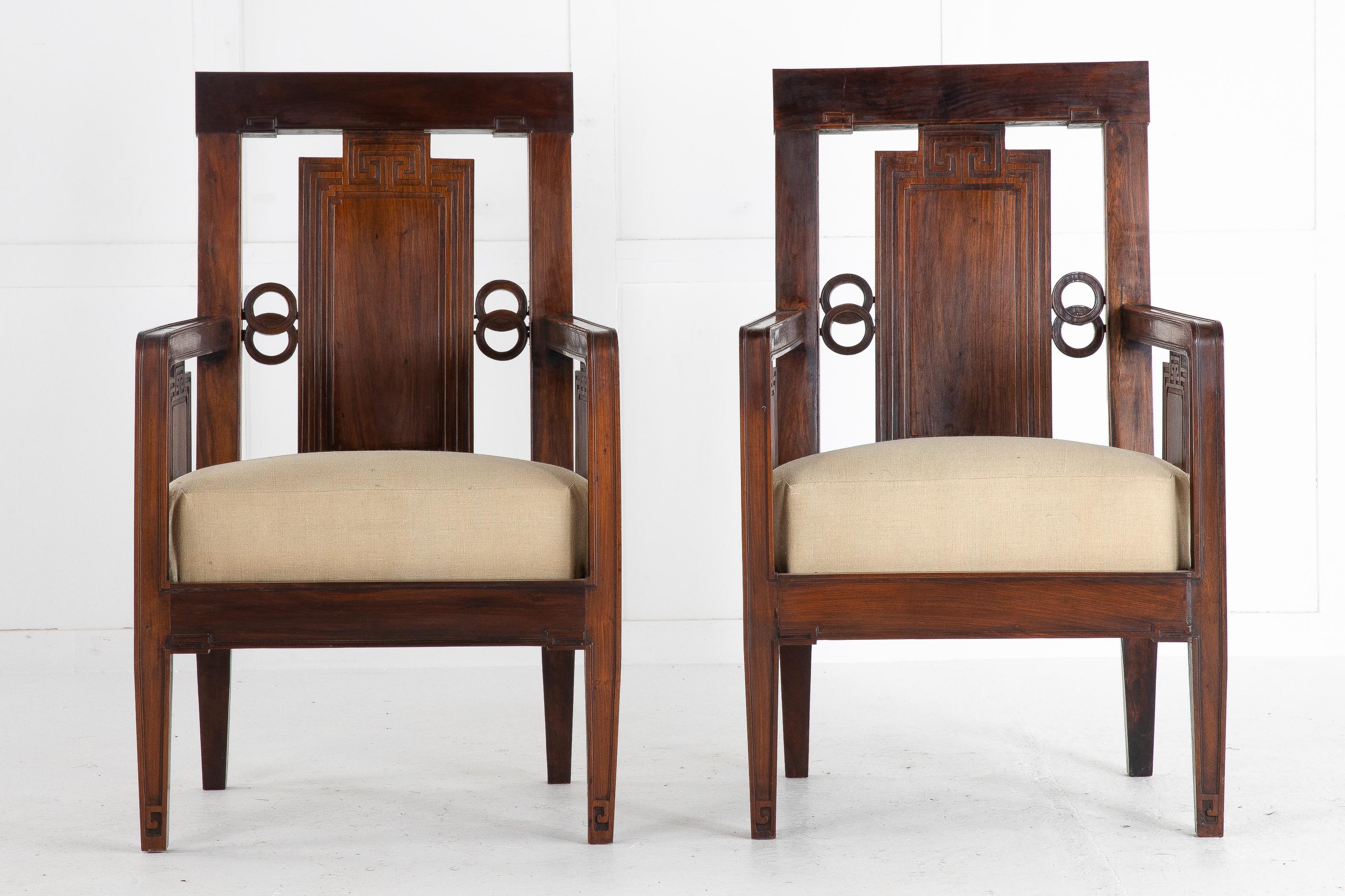 Pair of 1940s Chinese Rosewood Chairs In Good Condition In Gloucestershire, GB