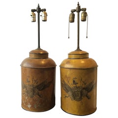 Pair of 1940s Classical Tole Lamps
