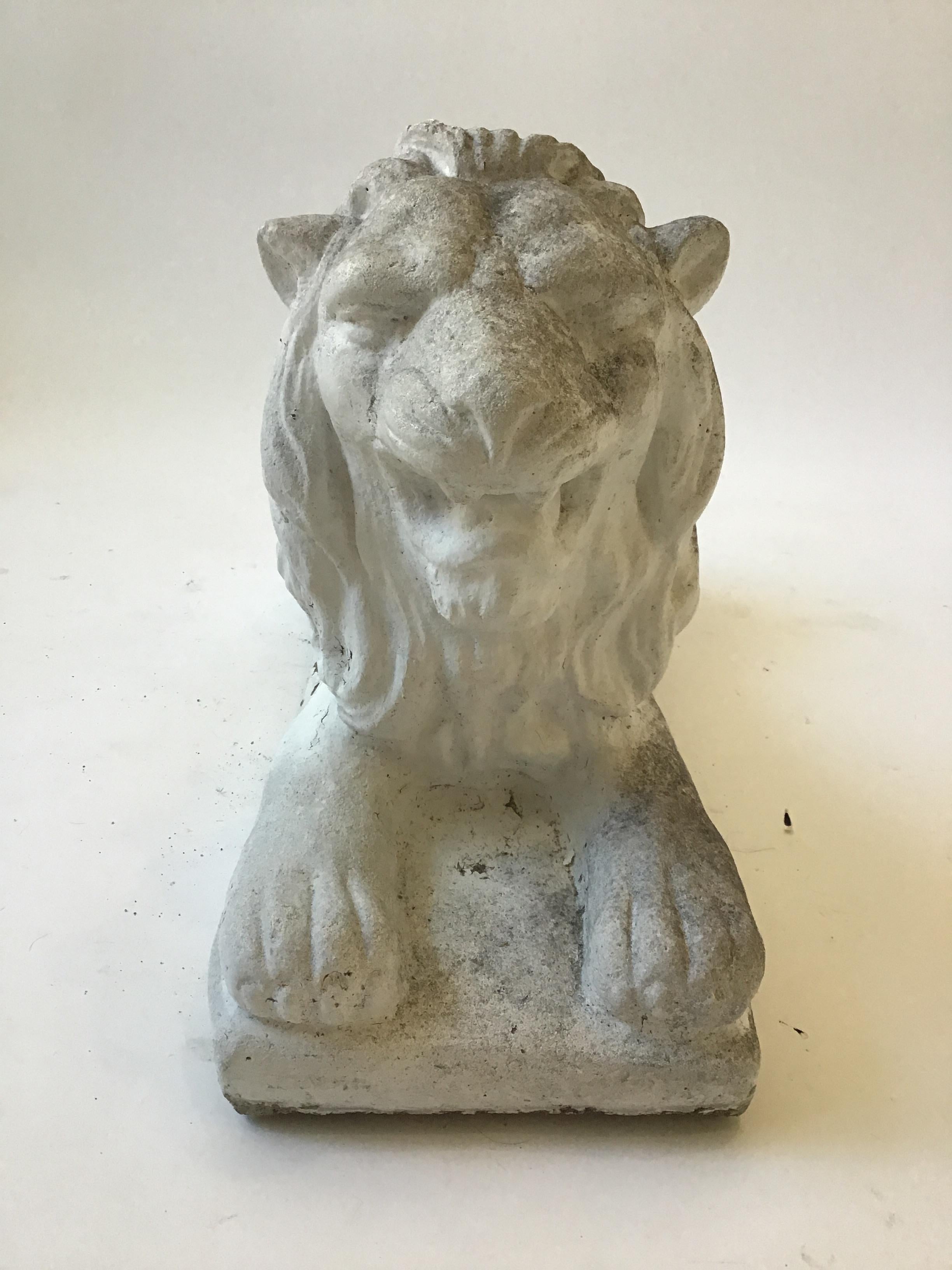 Pair of 1940s Concrete Lions For Sale 8