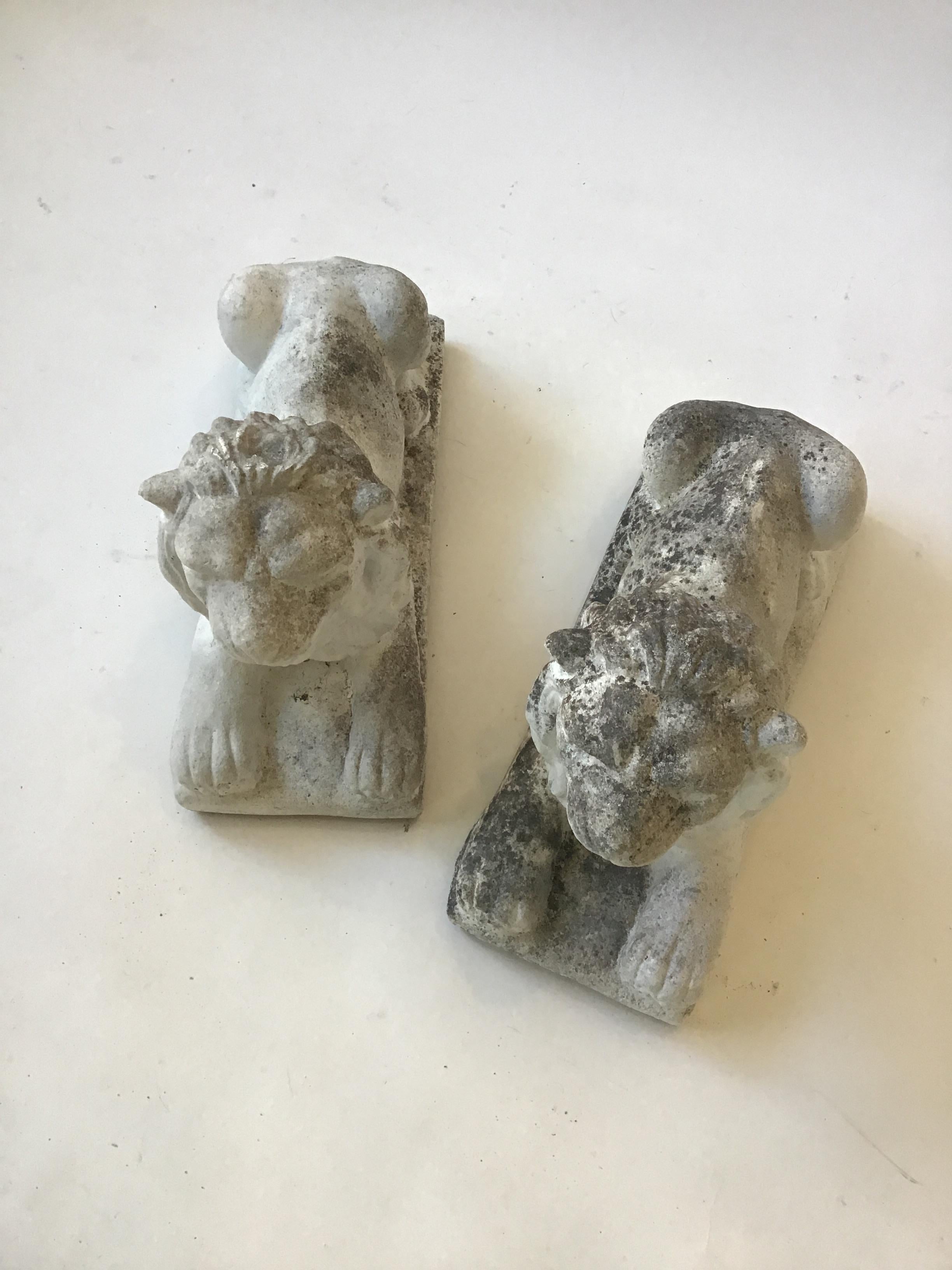 Pair of 1940s concrete lions from a Southampton, NY estate.