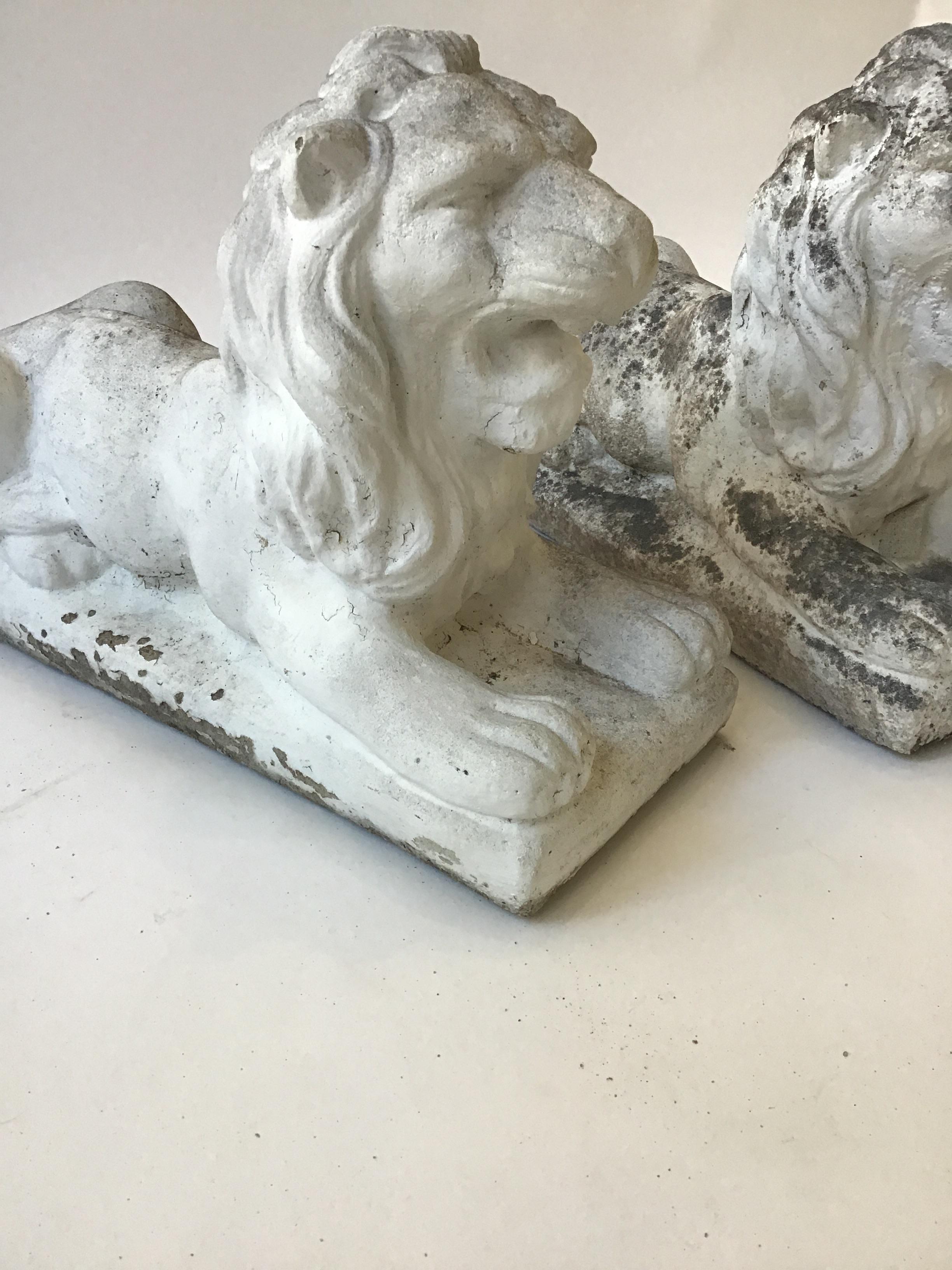 Mid-20th Century Pair of 1940s Concrete Lions For Sale