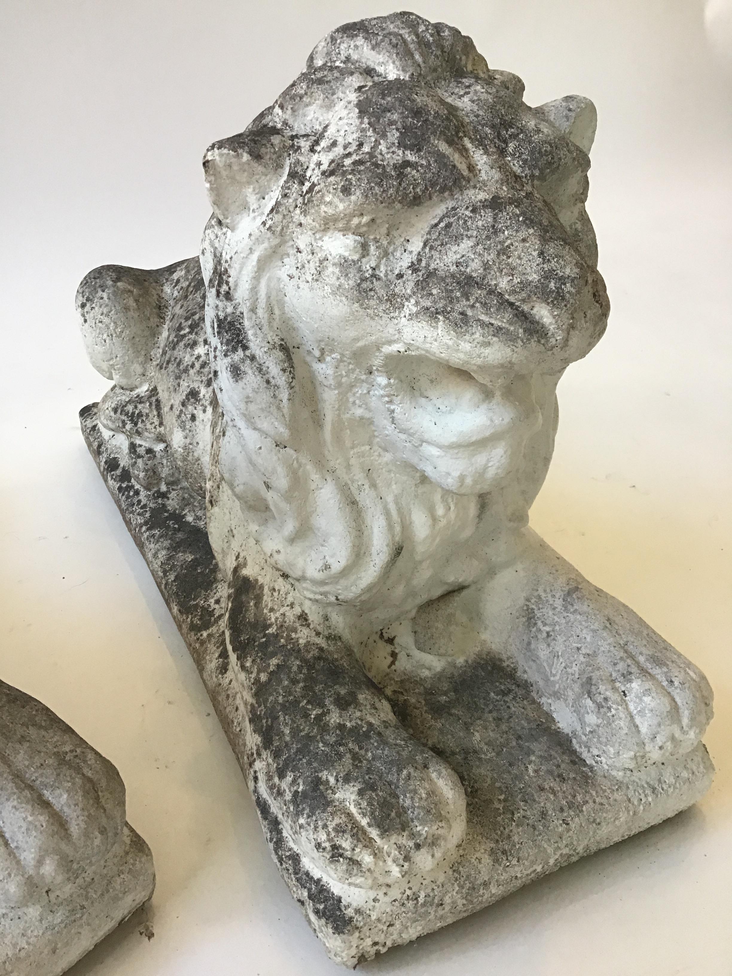 Pair of 1940s Concrete Lions For Sale 1