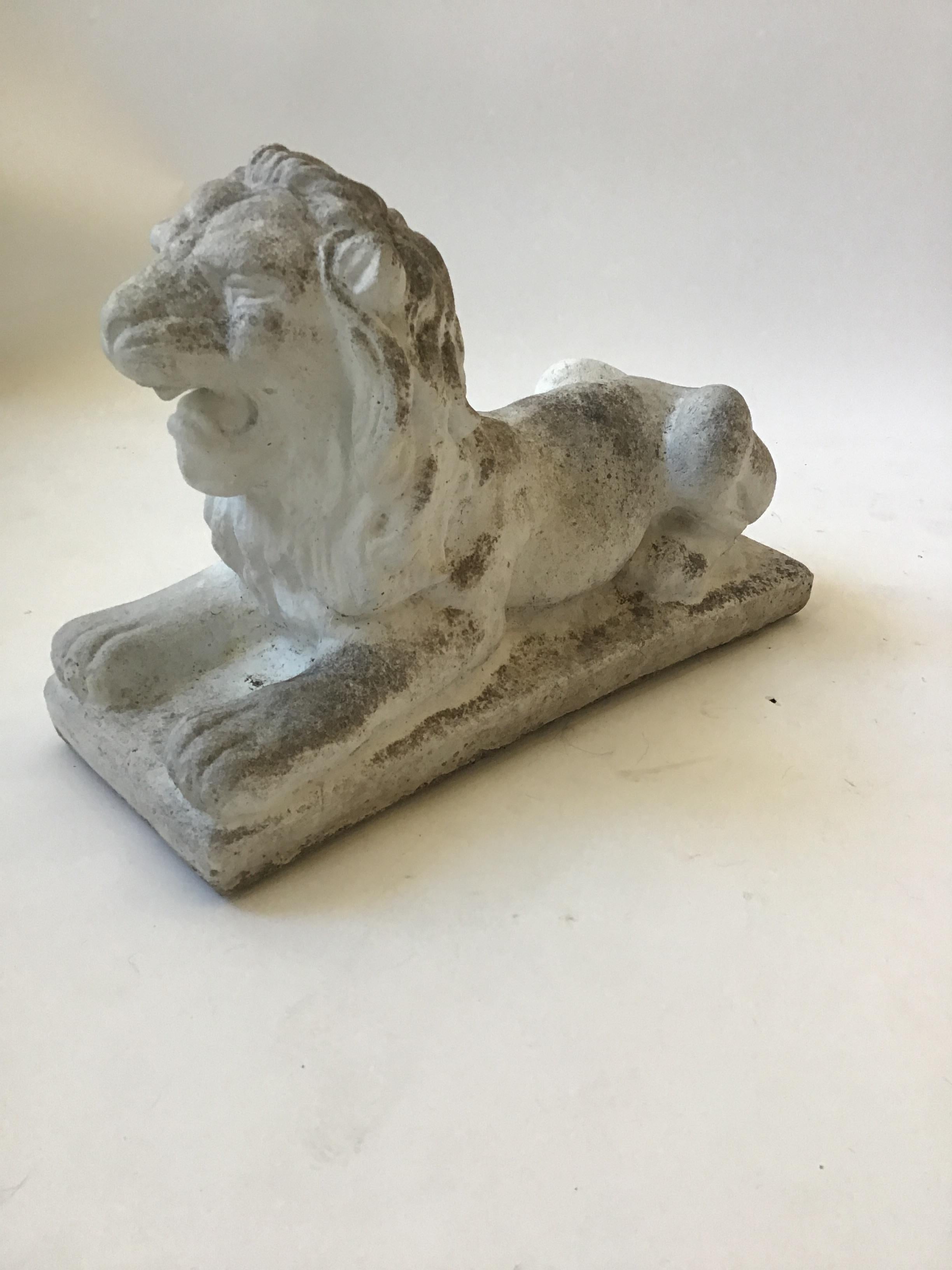 Pair of 1940s Concrete Lions For Sale 3