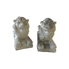 Used Pair of 1940s Concrete Lions