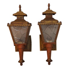 pair of 1940's copper/brass outdoor/indoor sconces