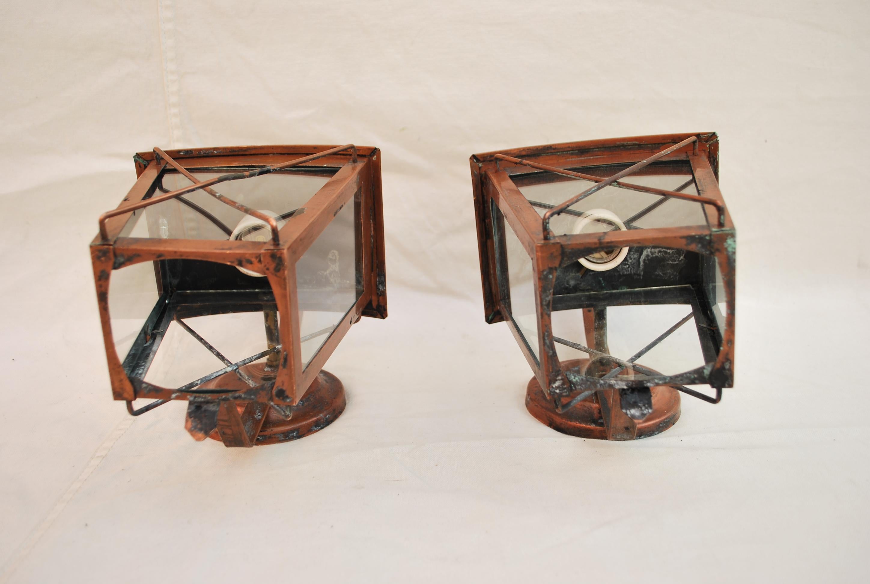 American Pair of 1940s Copper Outdoor Sconces For Sale