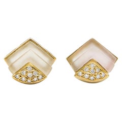 Pair of 1940s Crystal and Diamond Earrings Set in 18 Carat Gold