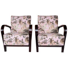 Pair of 1940s Czech Art Deco Jindrich Halabala Bentwood Armchairs